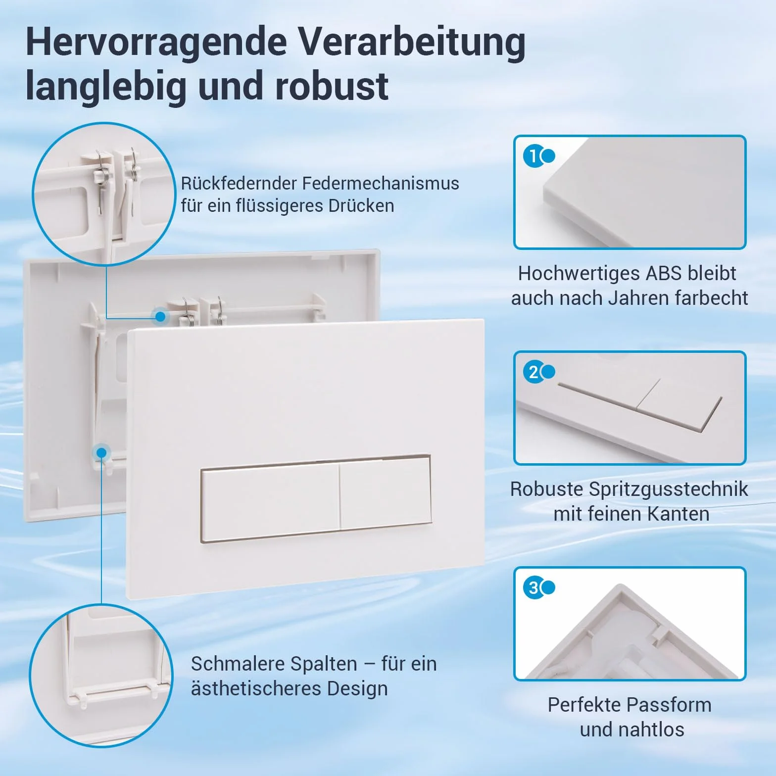 Panel przycisków Panel przycisku spłuczki Akcesoria do zbiorników WC kompatybilny z Geberit Sigma01, UP300 i UP320, funkcja podwójnego spłukiwania.(Biały)