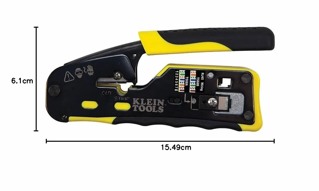 Klein Tools Pass-Thru modułowa zaciskarka do drutu, wszystkie w jednym, cięcia, paski, zaciski, szybkie i niezawodne VDV226-110, żółty/czarny, 1 sztuka