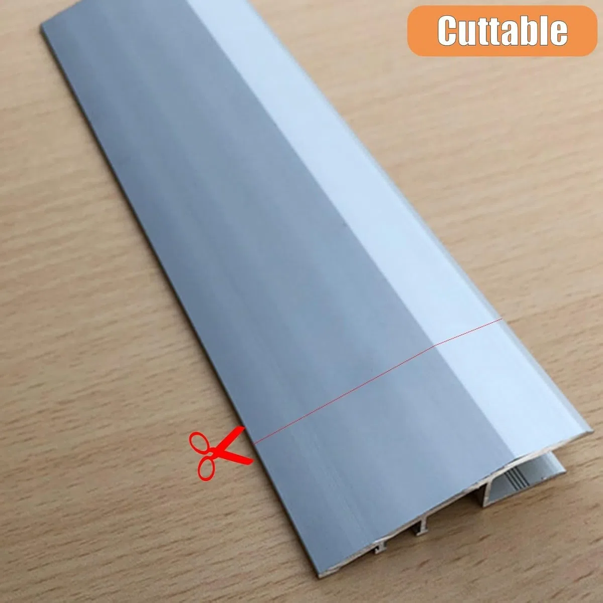 Aluminiowa listwa przypodłogowa 1,19 cm wysoki próg szwu pokrywa do przycinania dywan obrzeża pasek niestandardowy rozmiar (srebrny 200 cm/78,7"/2 m) do rozwiązań podłogowych