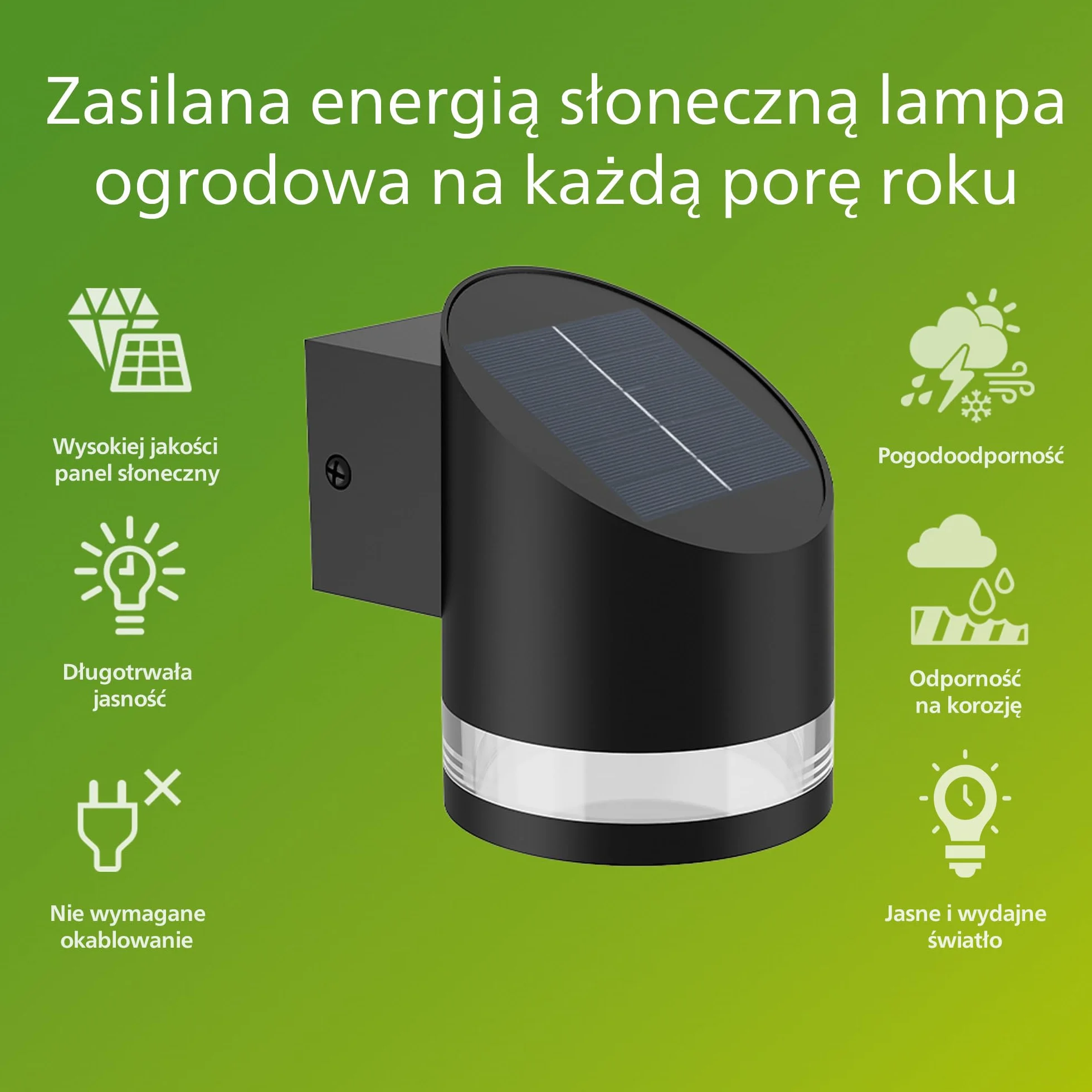 Philips Zewnętrzna Lampa Solarna Philips Fyve, 1.5 W, 2700 K, Czarna, Ip44 Pogodoodporność