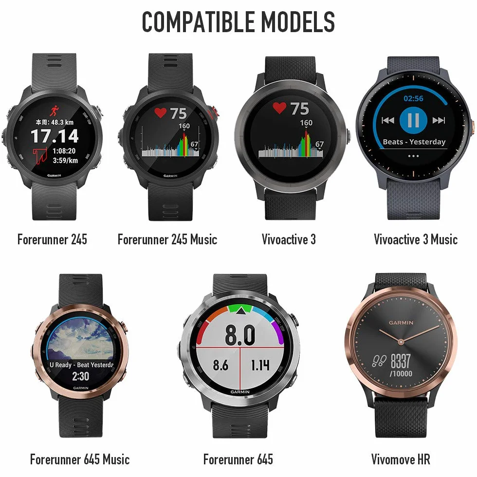 Pasek wymienny Garmin Forerunner 645 245 20 mm silikon czarny