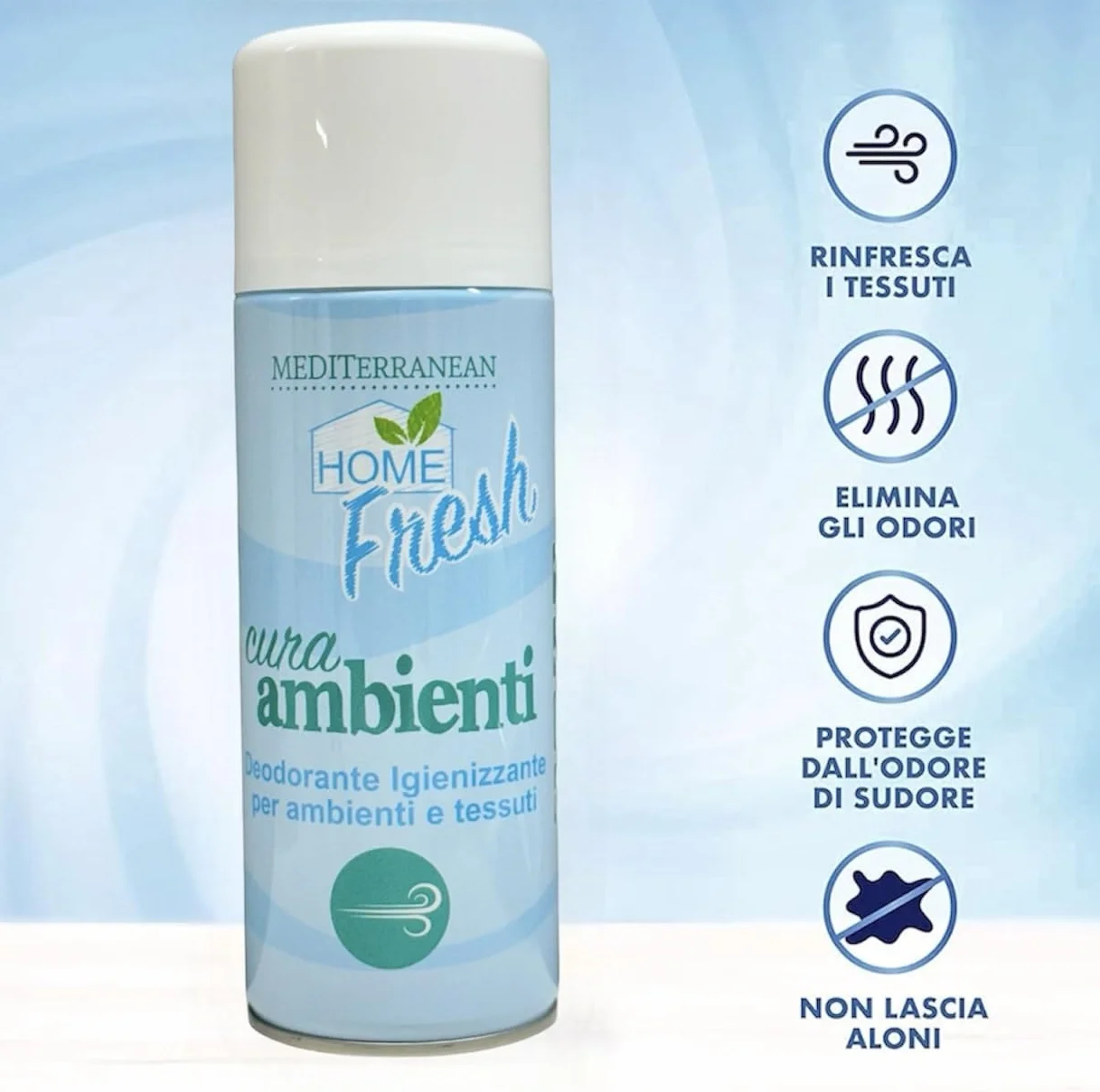 HOME PRO MEDITerranean odświeżacz powietrza w sprayu do dezynfekcji pomieszczeń tekstylia pochłaniacze zapachów, szafa i szuflady eliminuje zapachy, perfumy samochodowe, ubrania 400 ml