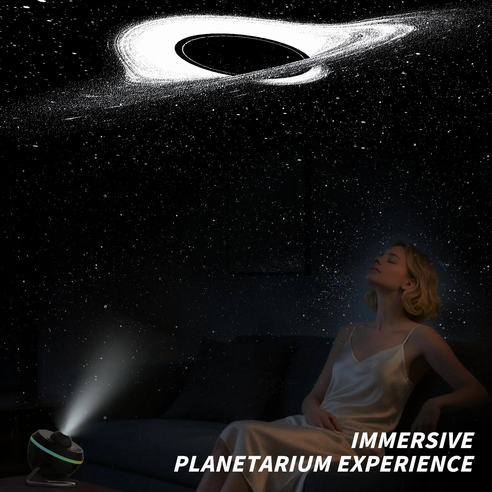 Galaxy Projector, Star Projectors Home Planetarium Space Ceiling Starry Sky Night Light with Light Strip, Meteor and Galaxy Projector & 7PCS Discs for Kid Adult Gift (Black)