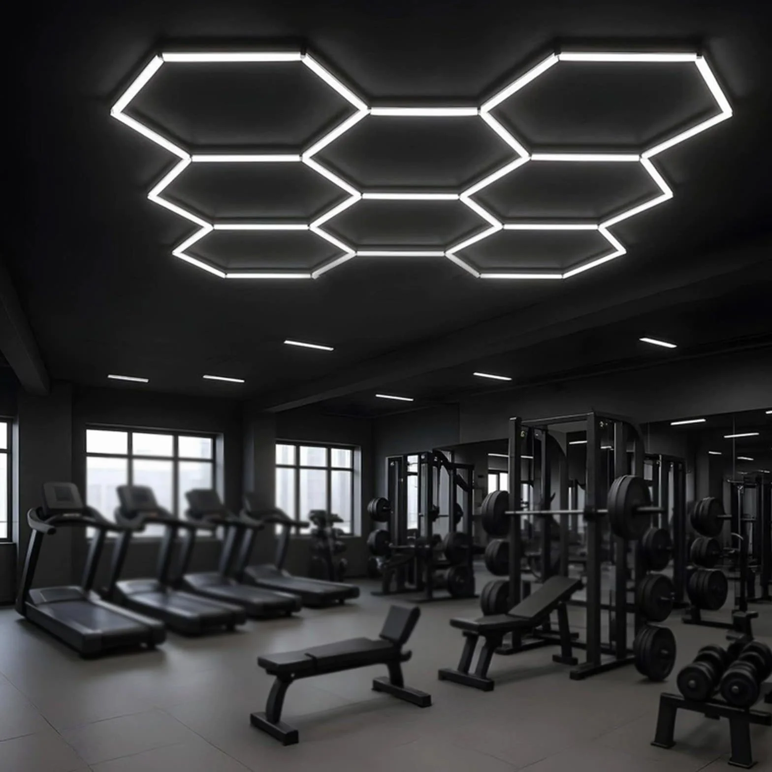 Sześciokątne oświetlenie LED, 245 W, lampa garażowa LED, oświetlenie 6500 K, sześciokątna oprawa LED do garażu 245 W