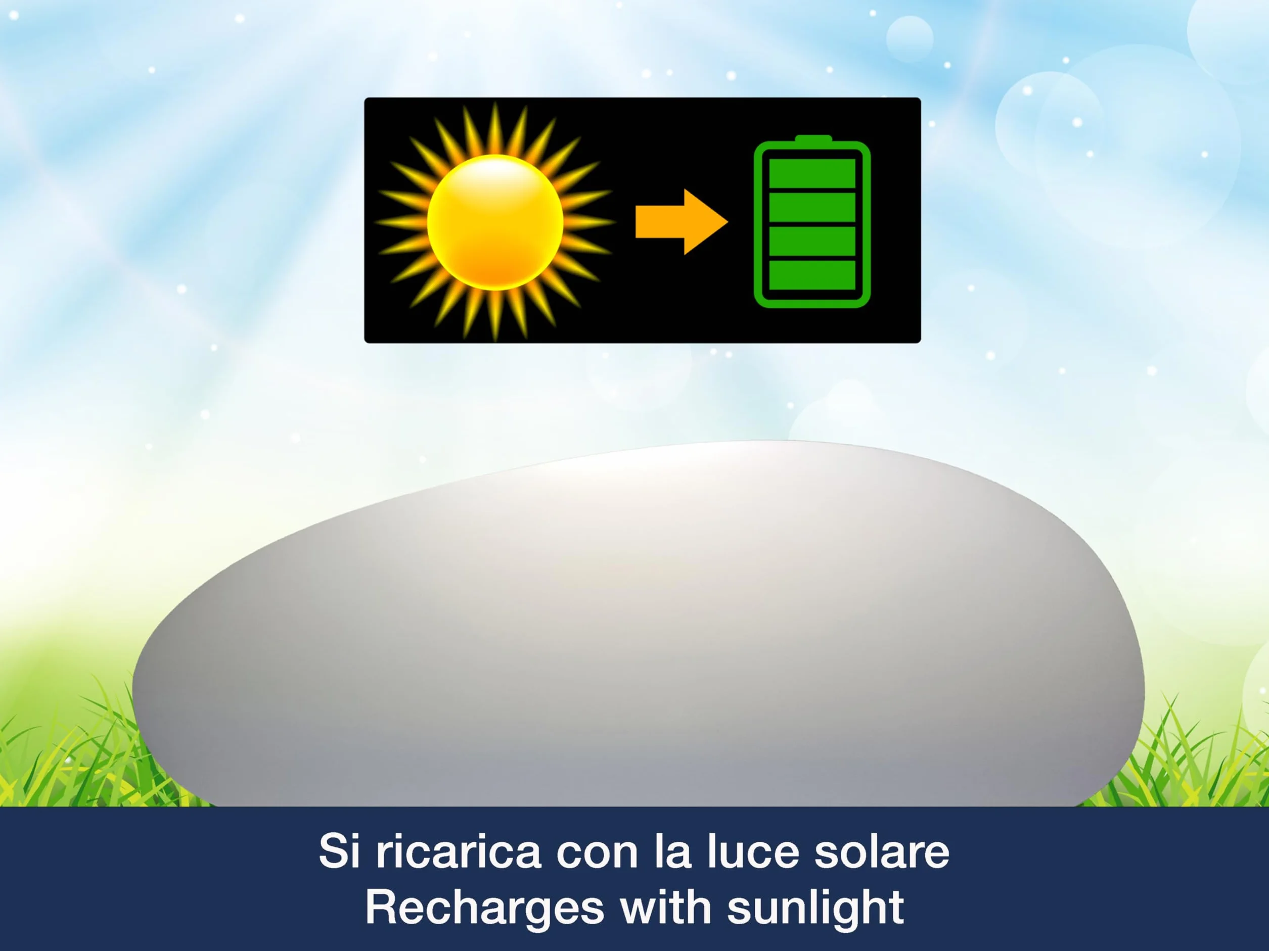 BEPER P207ILO241 Lampa ogrodowa LED RGB zasilana energią słoneczną – automatyczna lampa solarna do użytku zewnętrznego IP44, dekoracyjna lampa w kształcie kamienia lub kuli.