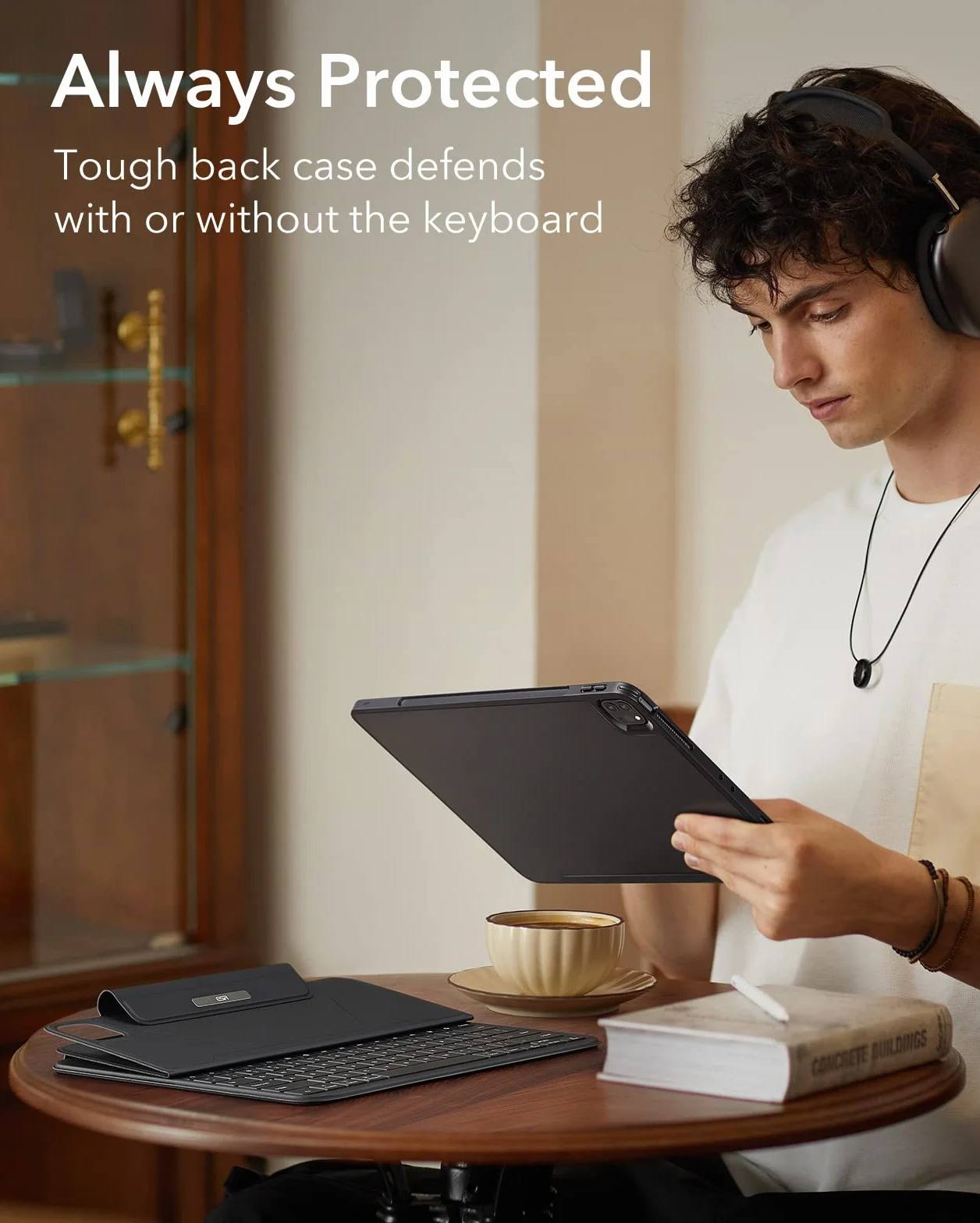 ESR Ascend etui na klawiaturę Lite, iPad klawiatura etui kompatybilne z iPad Pro 11/Air 5/4, magnetyczne zdejmowane etui, regulowany tryb pionowy/poziomy, łatwe do przenoszenia, sprężyste przyciski