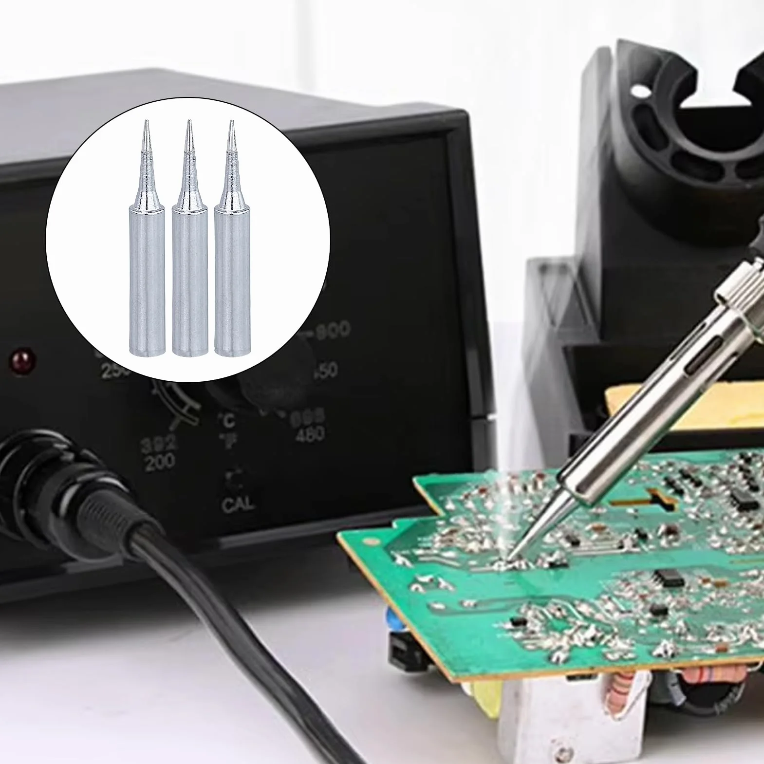 6 sztuk grotów lutowniczych, zestaw zapasowych lutownic, groty lutownicze, groty lutownicze, zestaw grotów lutowniczych, do naprawy elektroniki, DIY, spawania, stacji lutowniczych (kolor srebrny)