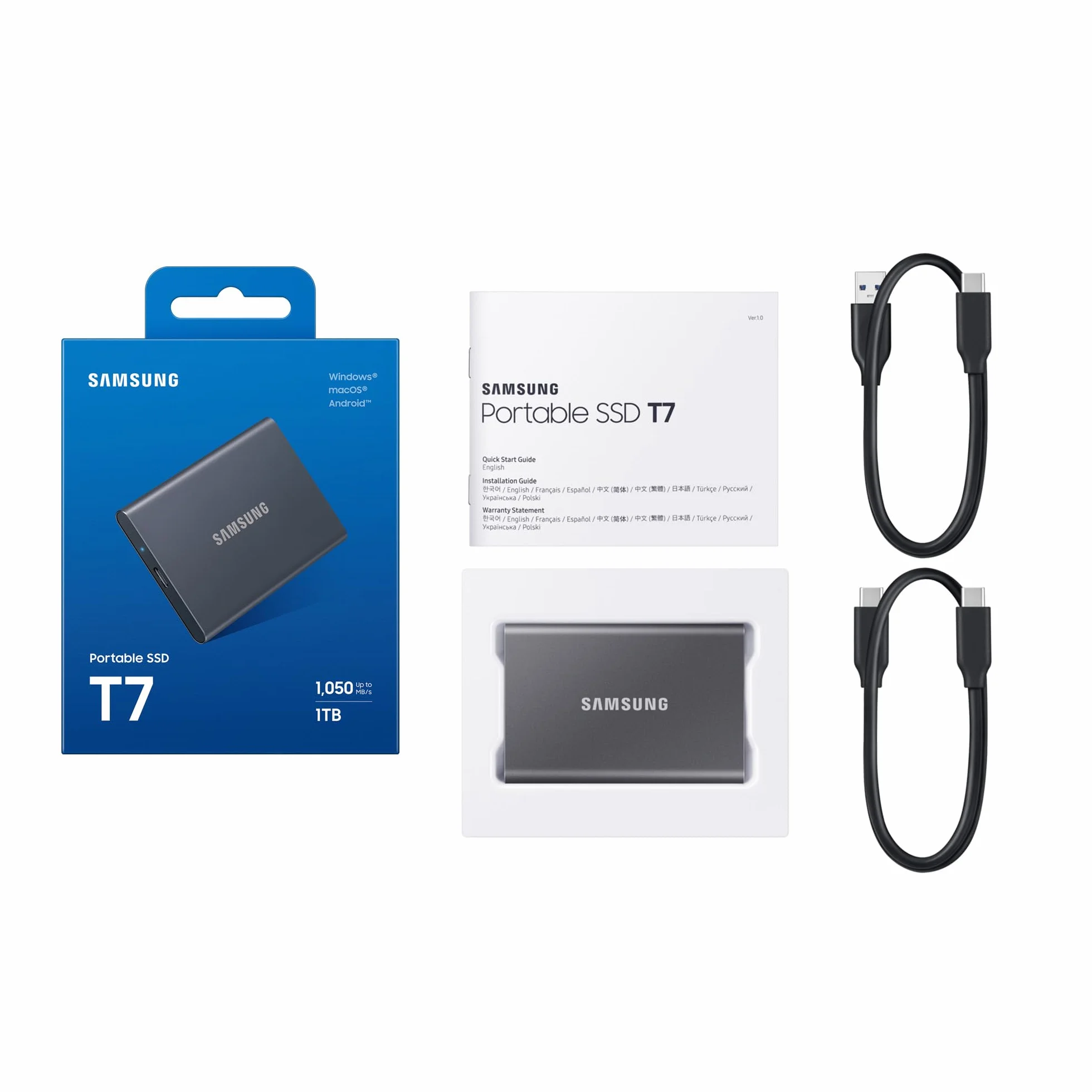 Samsung T7 Portable SSD 1TB MU-PC1T0T/WW Szary