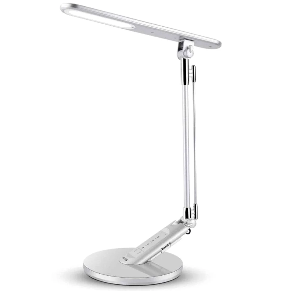Lampka nocna USB metalowa LED lampa biurkowa sypialnia gabinet biurko lampka do czytania z ochroną oczu lampa stołowa czarna lampka nocna na biurko Lampa stołowa (kolor: Srebrny)