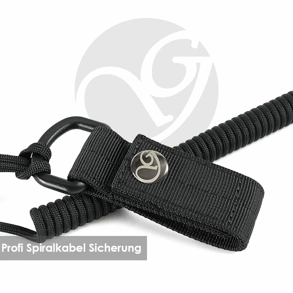 Ganzoo elastyczny kabel spiralny do kluczy i narzędzi, smycz z oplotem paracord, zabezpieczenie sprzętu przed zgubieniem, mocowanie na zatrzask i rzep, uchwyt RSG, karabińczyk, neonowy żółty