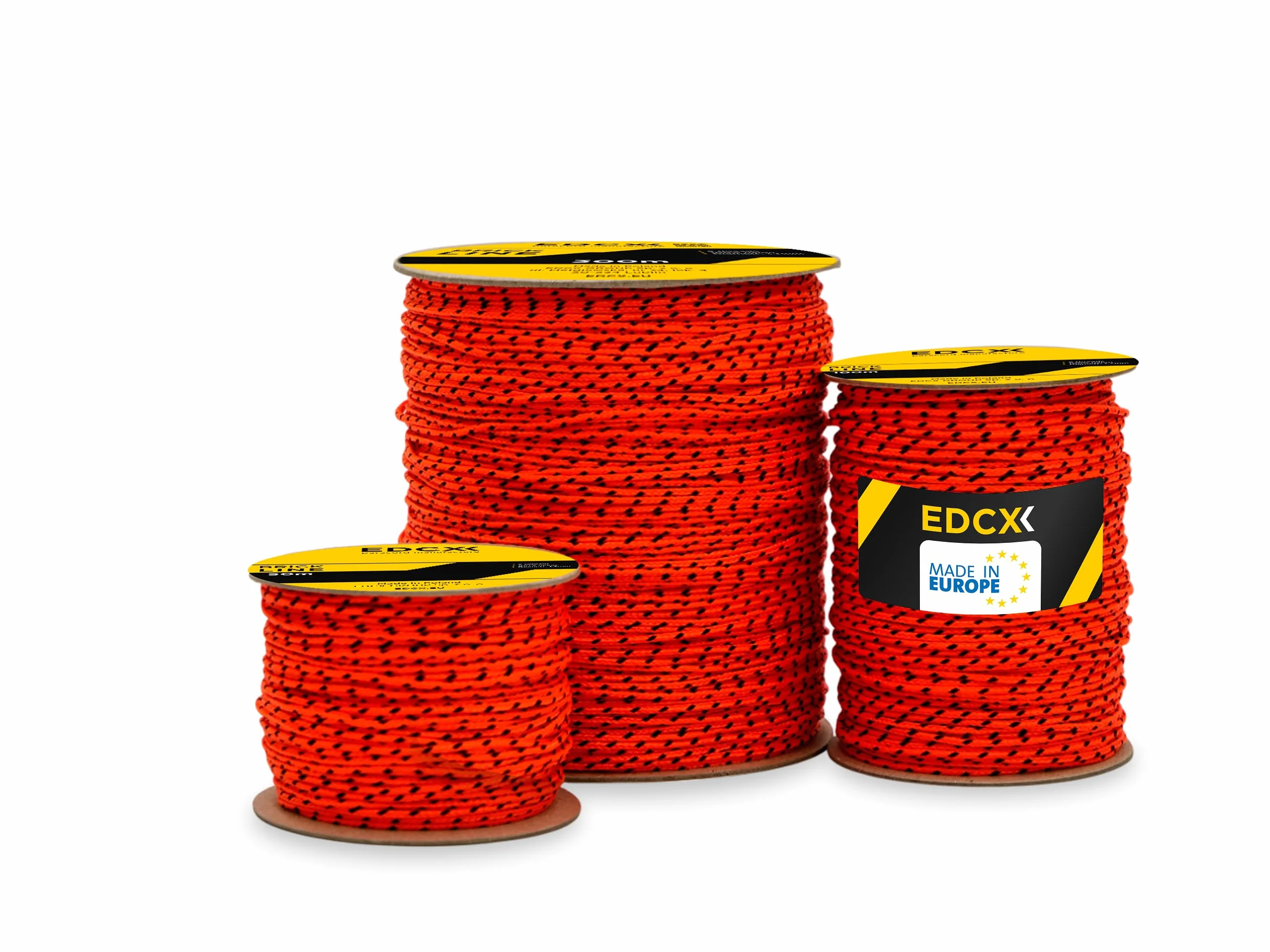 Sznurek murarski ⌀1,7 mm | 50m, 100m i 300m | Nylon | Brick Line, ogrodnictwa, majsterkowania | Odporny na rozdarcia, odporny na warunki atmosferyczne (Orange+Black, 100 m)