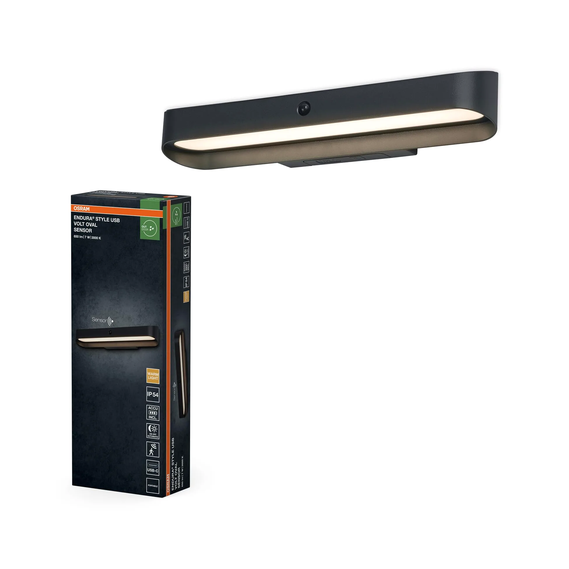 Osram ENDURA Style USB Volt owalny czujnik IP54 ciemnoszary
