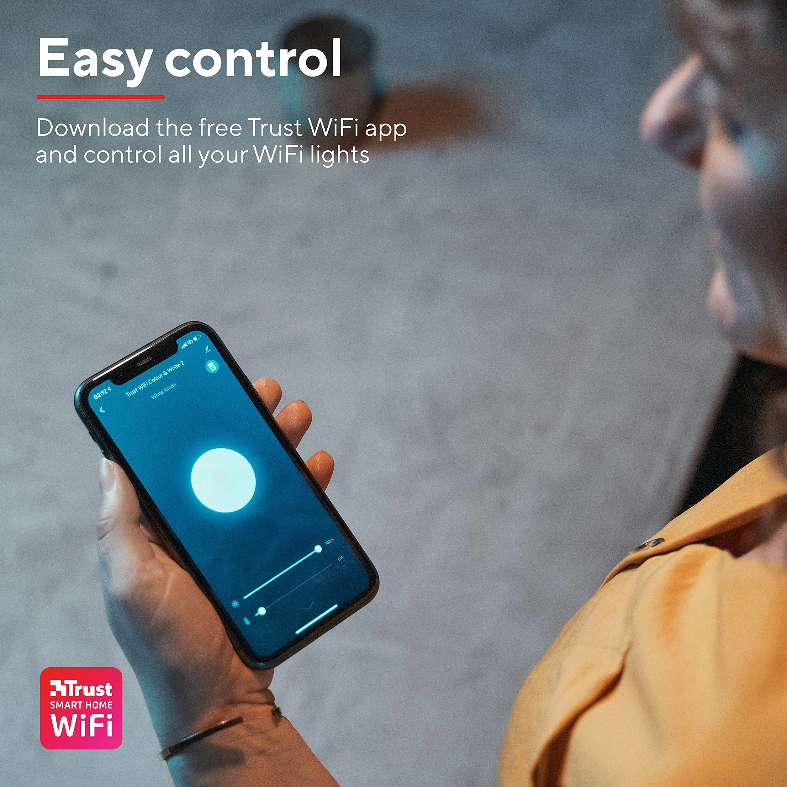 Trust WiFi GU10 Inteligentna żarówka, kompatybilna z Alexa i Google Home, ściemnialna żarówka LED, bez koncentratora, lampa LED 2,4 GHz, WiFi Spotlight, ciepłe i zimne białe światło - zestaw 2 szt