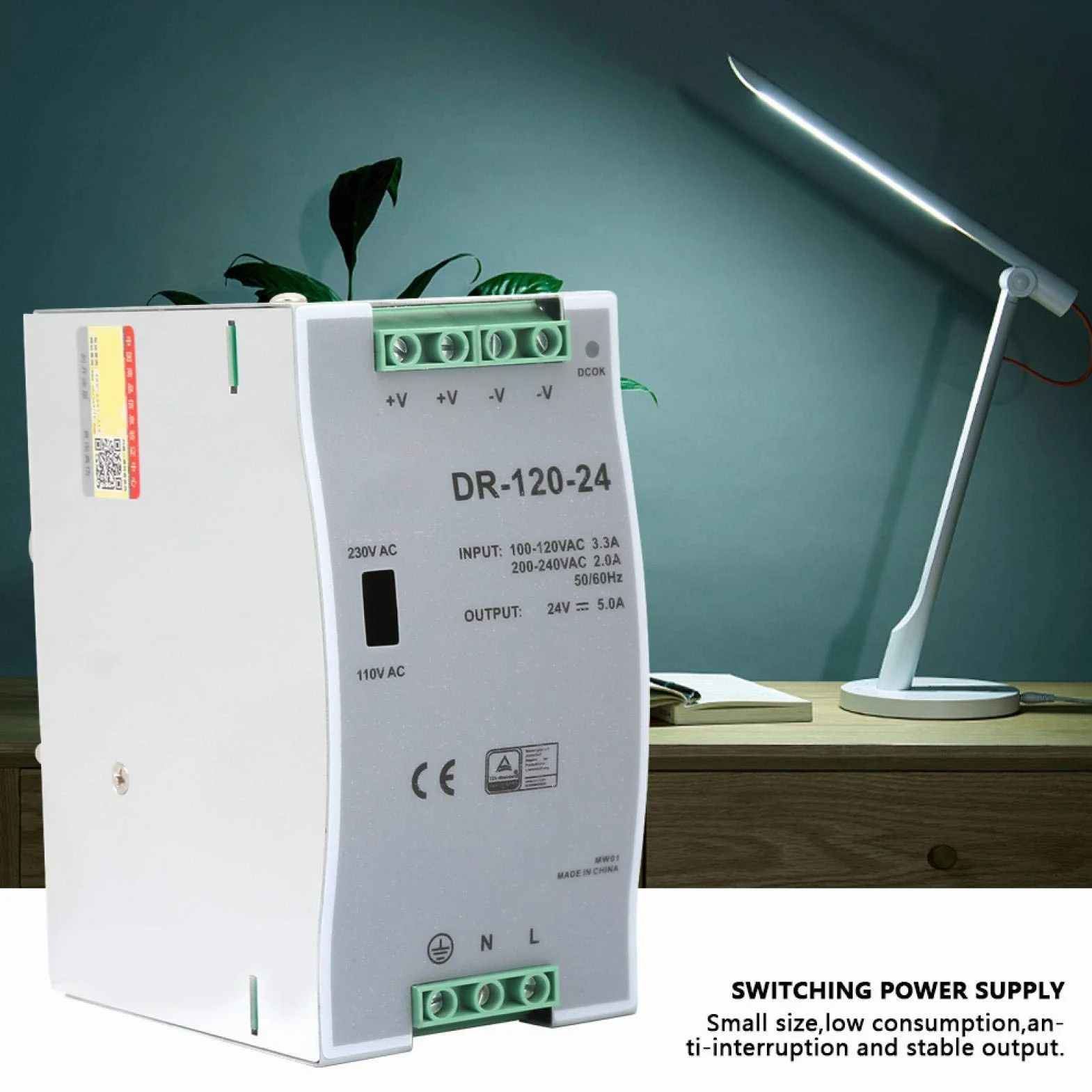 100~240 V 24 V 5 A 35 mm DIN-szynowy zasilacz impulsowy wydajna szyna AC/DC przemysłowa DIN, 120 W, źródło prądu modulacja szerokości impulsów dla przemysłu