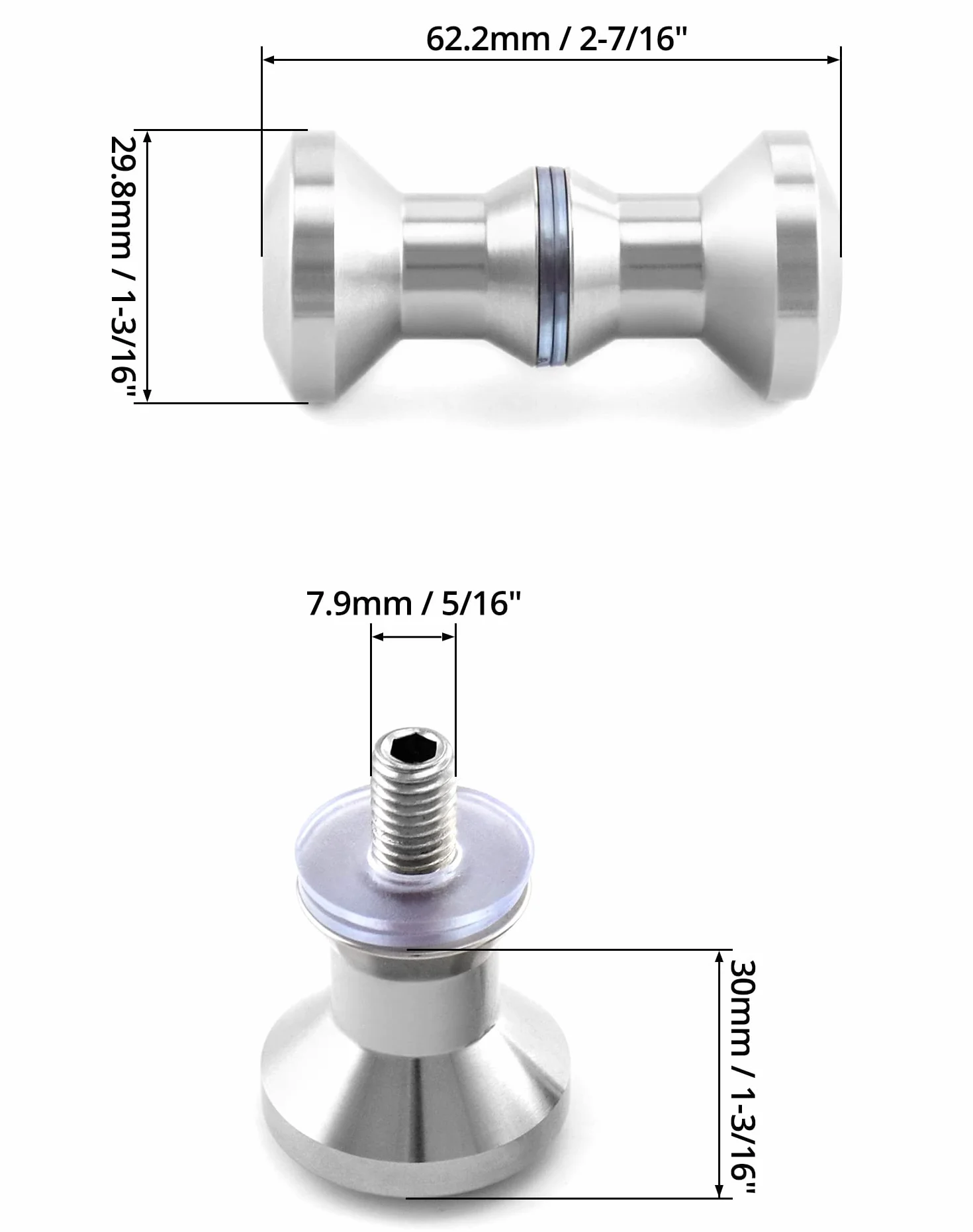QWORK® 1 para podwójna gałka do drzwi prysznicowych, klamka do drzwi klamka do drzwi prysznicowych, szklane klamki do drzwi prysznicowych ze stali nierdzewnej 304, gałka do łazienki z prysznicem, gałka do drzwi prysznicowych, okucia klamka do drzwi, okrąg