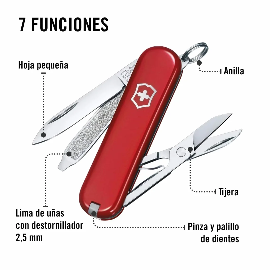 Victorinox Classic SD, Swiss Made, 7 funkcji, ostrze, nożyczki, pilnik do paznokci