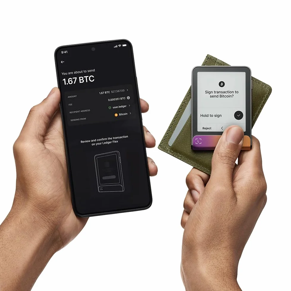 Ledger Flex portfel krypto z bezpiecznym ekranem dotykowym E Ink fuksja