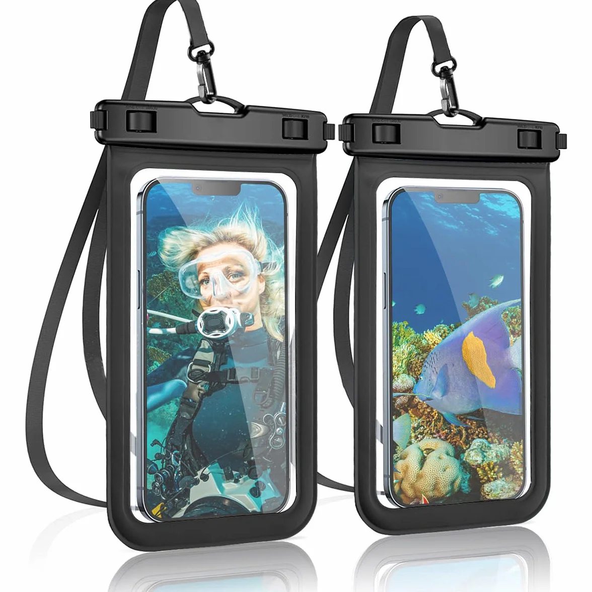Wodoszczelne etui na telefon komórkowy 6,8 cala IPX8 do iPhone 14 13 12 11 Pro Max Samsung S22 S21 Huawei czarne 2 sztuki