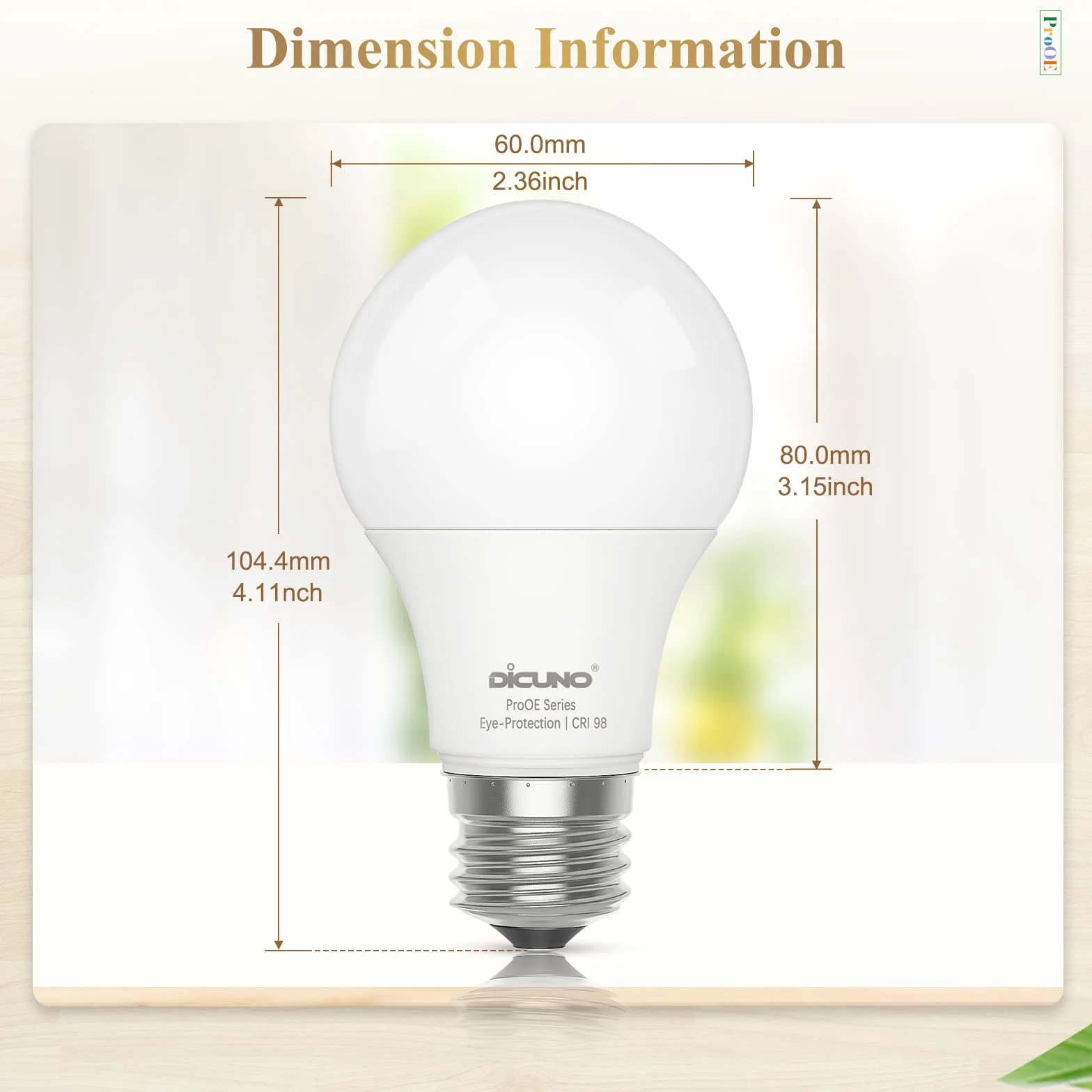 DiCUNO ProOE żarówka LED A60 9 W, oprawka E27, zimna biel, 5000 K, odpowiednik 60 W, 806 lumenów, IRC98, oszczędność energii, nieściemnialna, 100-240 V, zestaw 6 sztuk