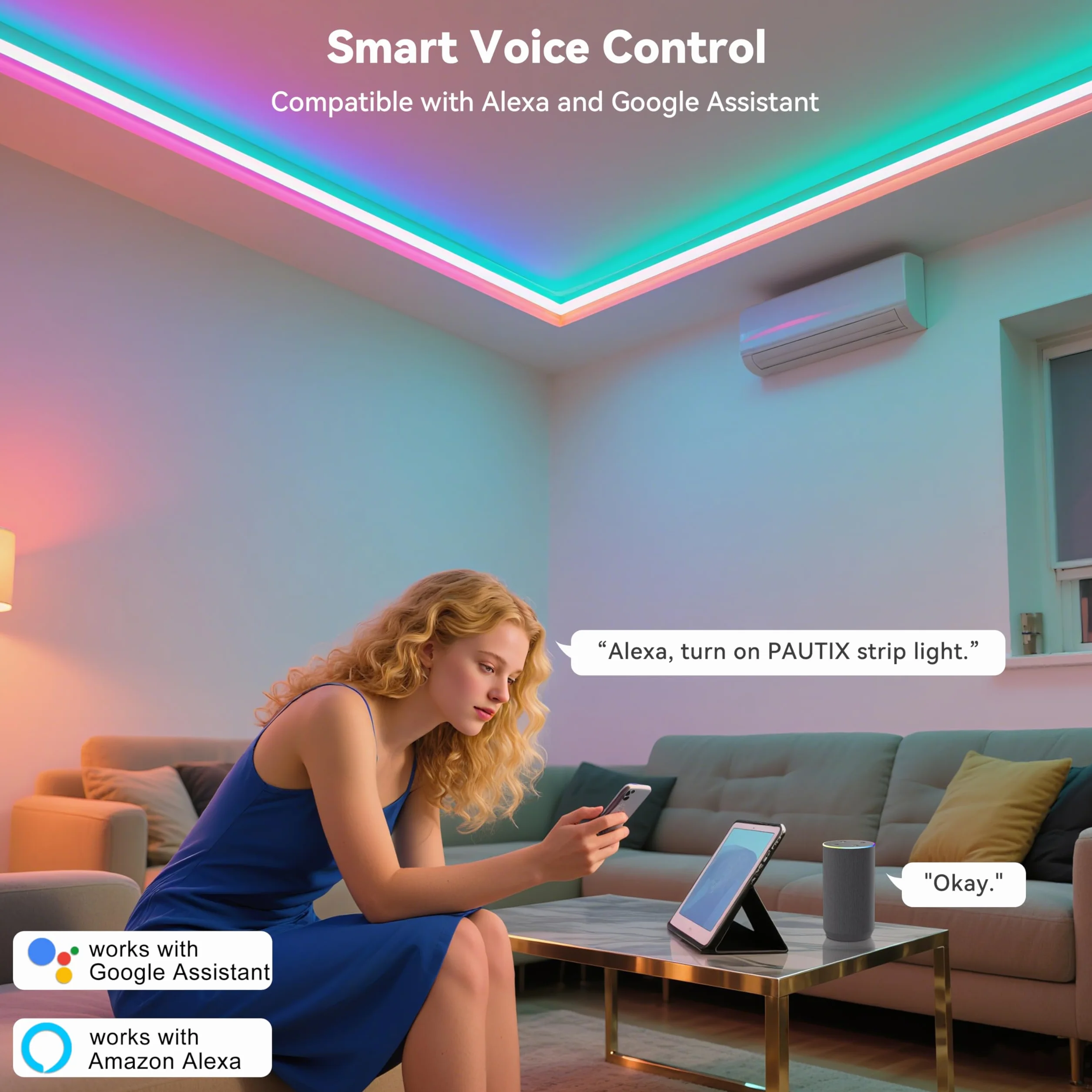 PAUTIX COB LED Taśma RGB 10M 24V samoprzylepna WiFi z funkcją dimmingu