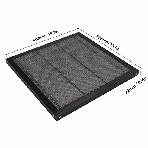 Platforma do cięcia laserowego, aluminiowy blat roboczy o strukturze plastra miodu z płytą, do grawerowania CO2 lub paneli ze stopu diodowego, 400 x 400 mm, wzór siatkowy