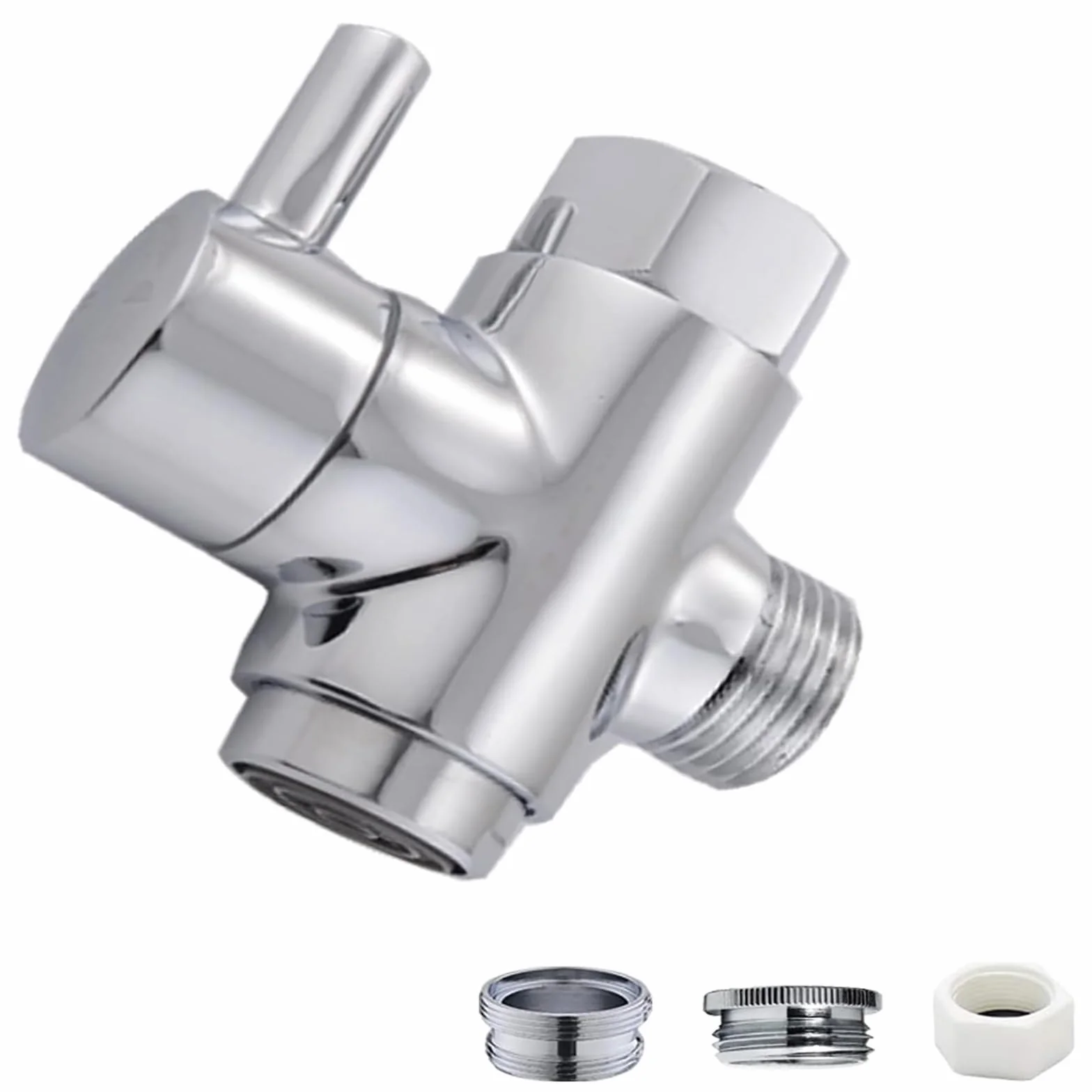 Mosiężny zawór rozdzielający kranu z aeratorem, adapter kranu do mocowania węża zlewu, 3-drożny rozdzielacz baterii z adapterem gwintu męskiego, złącze kranu do łazienki/kuchni (chromowany)