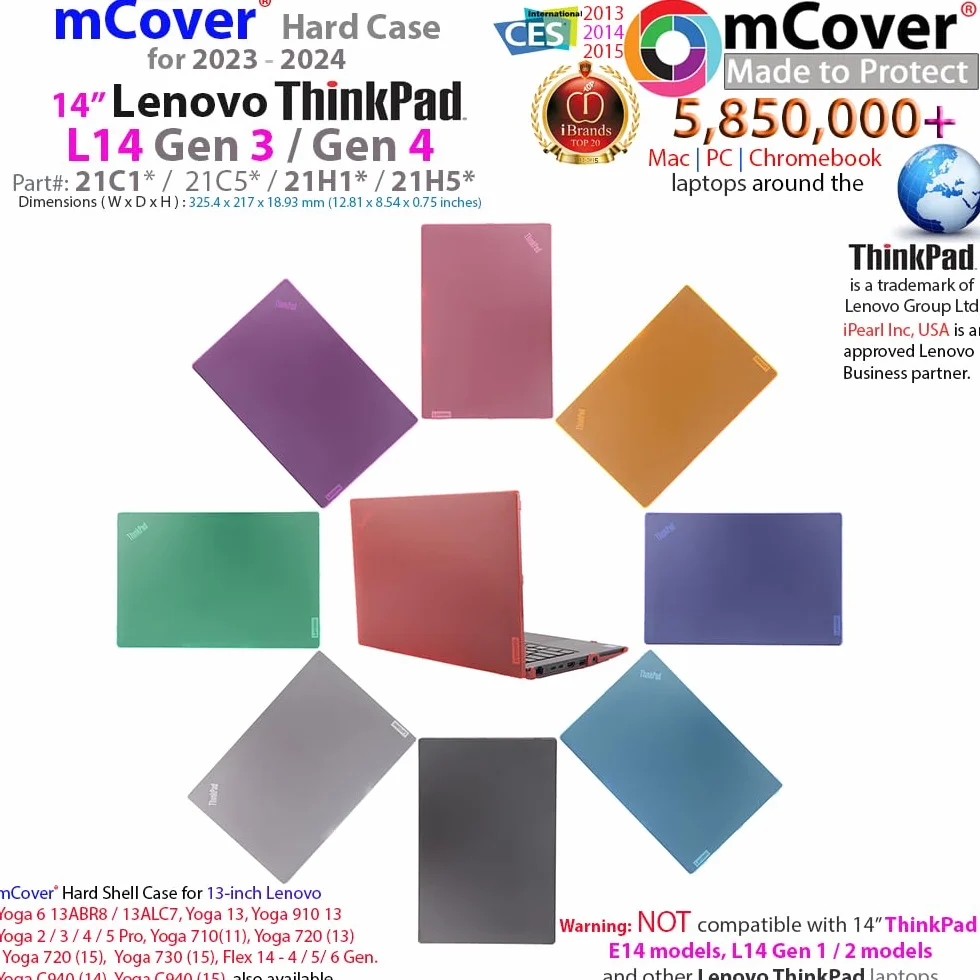 mCover Etui kompatybilne tylko z 35.6 cm Lenovo ThinkPad L14 Gen 3 2022-2024 | seria Gen 4 notebooków z systemem Windows (nie pasuje do ŻADNYCH innych modeli) - czarne