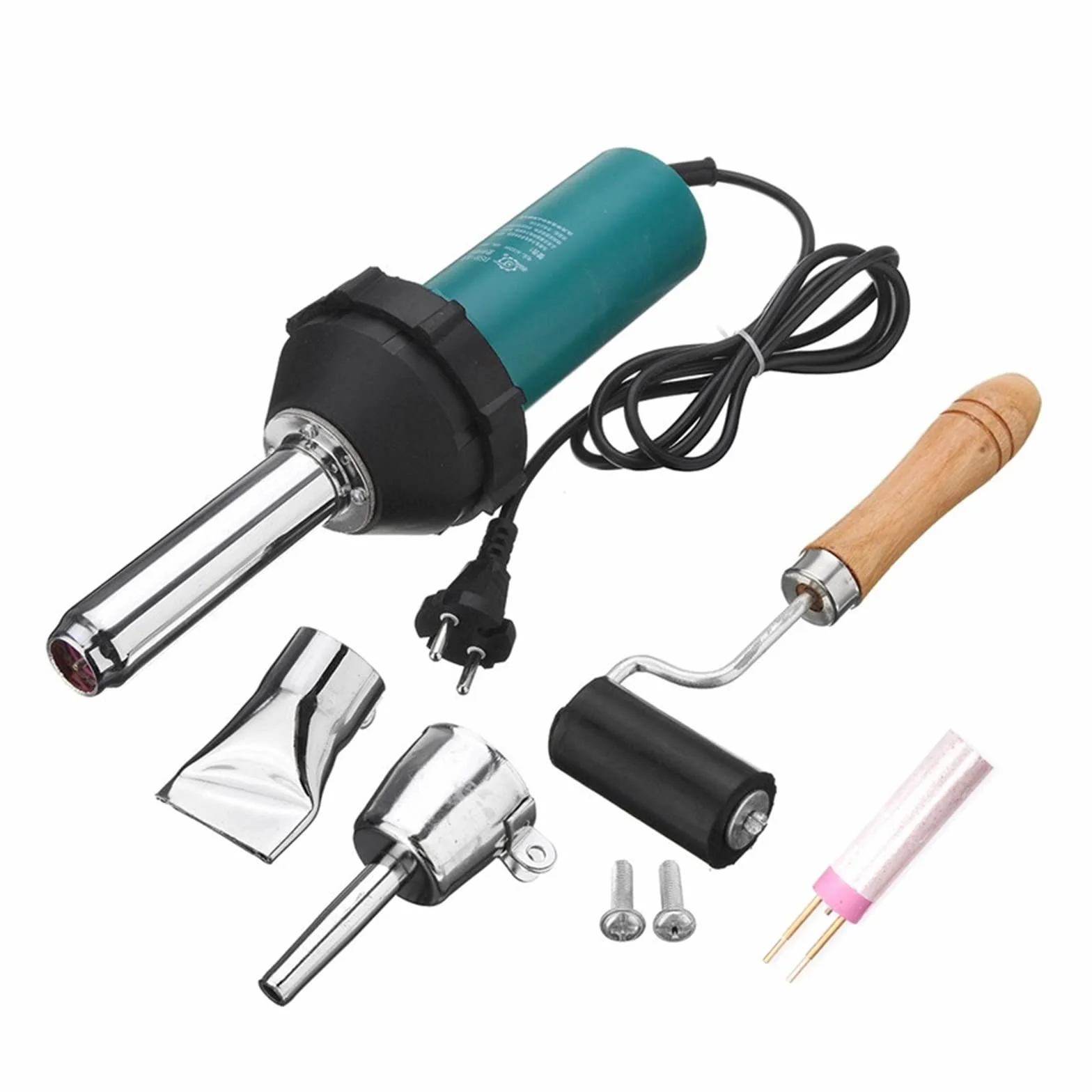 Pistolet termiczny 1080W plastikowy pistolet spawalniczy na gorące powietrze z rolką dyszy zgrzewarka do tworzyw sztucznych zestaw opalarki spawacz do zderzaka PP pcv (Color : 1080W Welding Set B, S