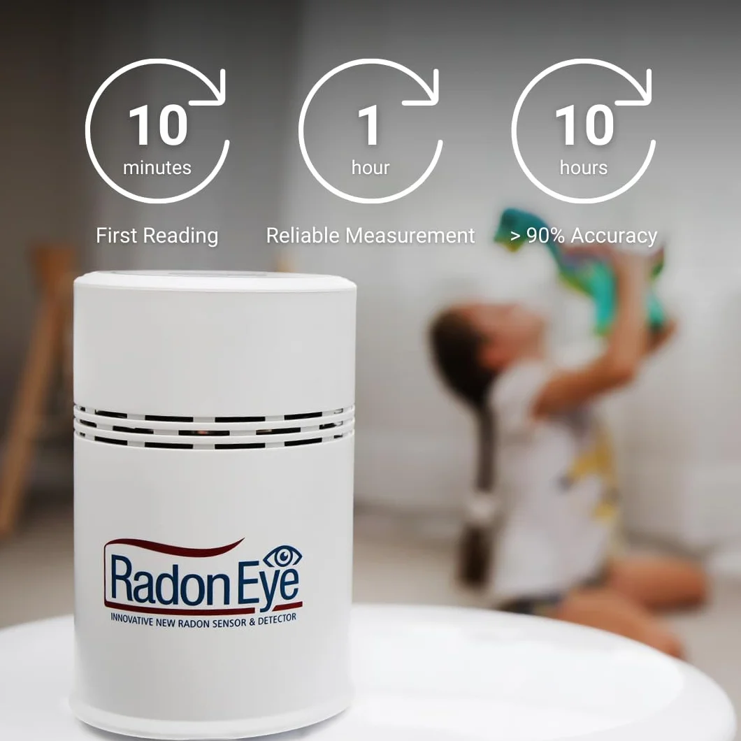 Ecosense RD200 RadonEye, domowy czujnik radonu, szybkie rejestrowanie zmiennych poziomów, krótko- i długoterminowy ciągły monitoring w czasie rzeczywistym z wykresami trendów