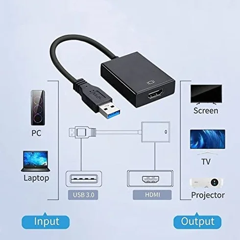 Adapter USB na HDMI USB 3.0 2.0 Audio Video do Windows PC Laptop Projektor
