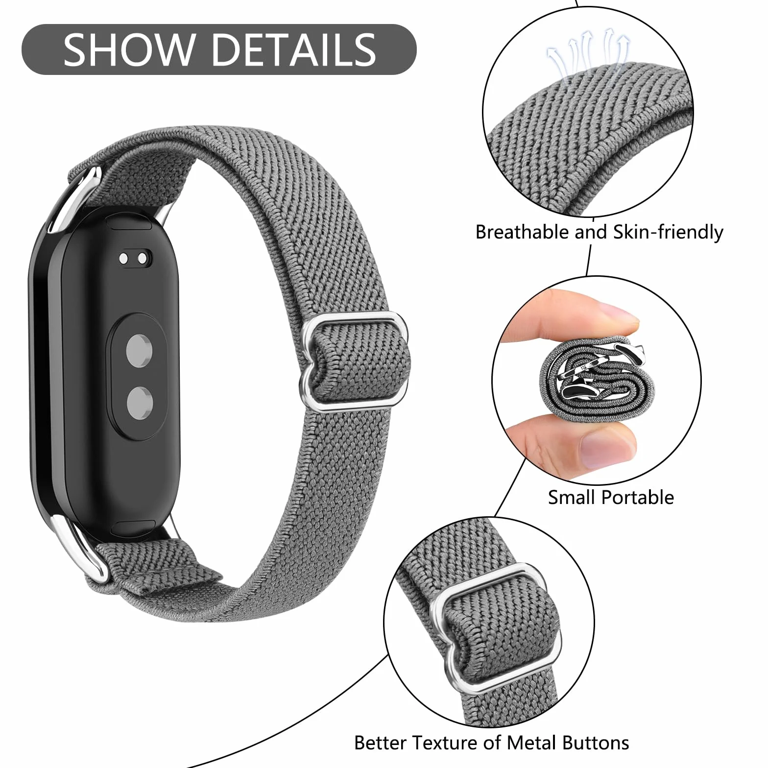 Tobfit pasek do Xiaomi Smartband 10/9/8 nylonowy zamiennik