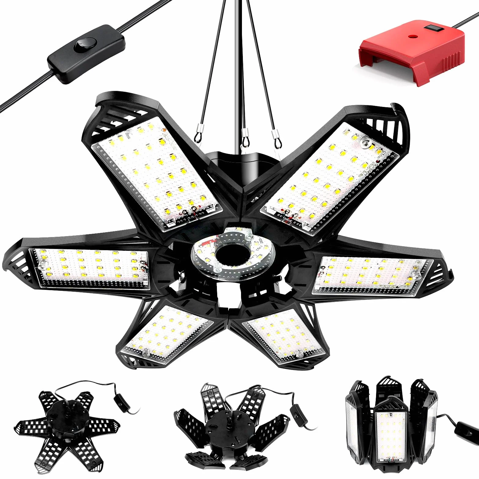 LIVOWALNY Lampa robocza LED do akumulatora Milwaukee 18 V, 68 W, 6800 lm, garażowa lampa sufitowa, panel 6+1 z możliwością przekształcenia