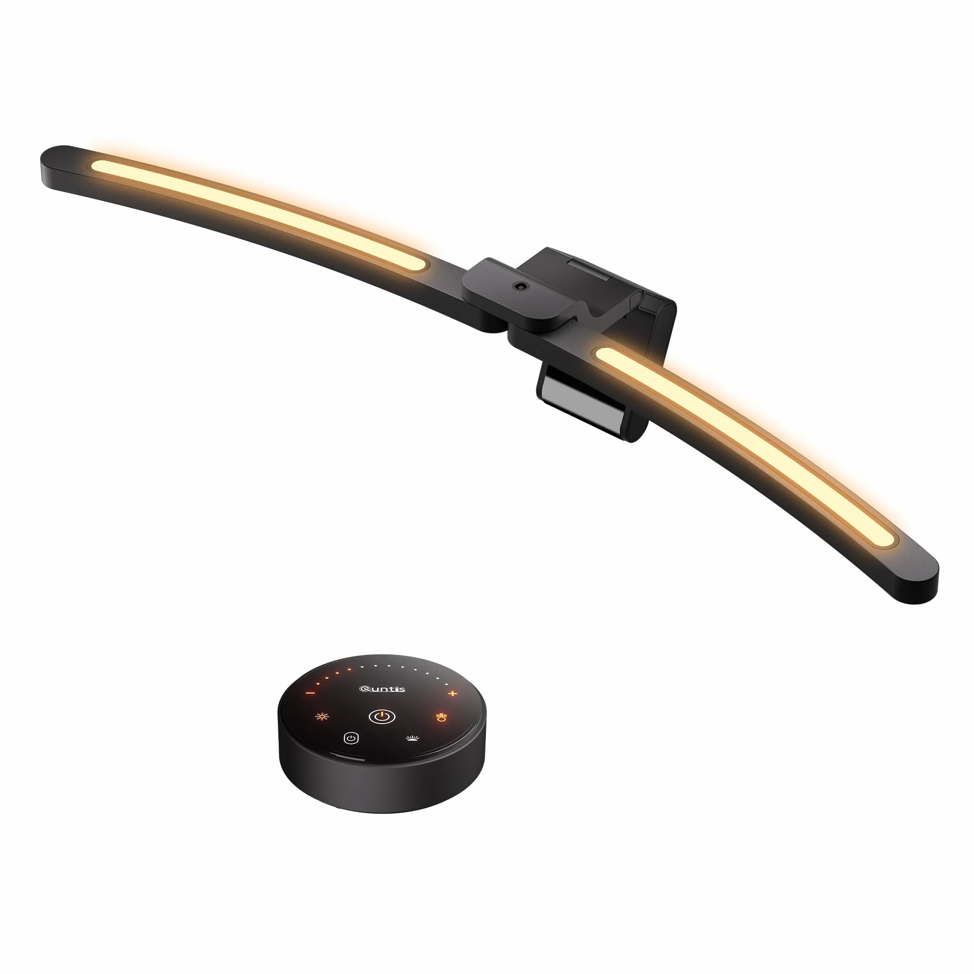 Quntis 66CM zakrzywiona lampa do monitora z pilotem i ciepłym białym podświetleniem, składana lampa do monitora z automatycznym ściemnianiem, regulowaną jasnością i temperaturą barwową