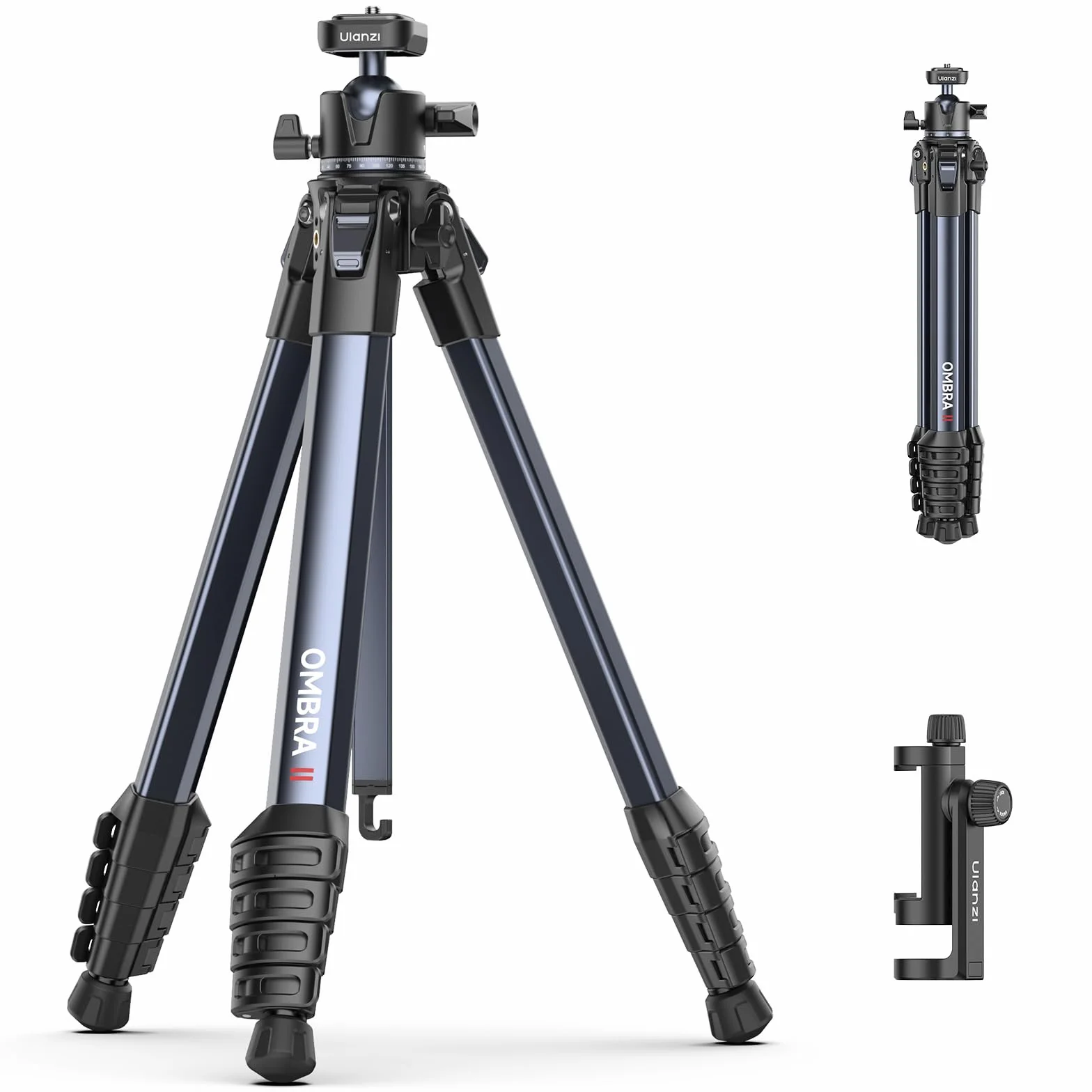 ULANZI Ombra II statyw do aparatu fotograficznego 156 cm, głowica kulowa 360°, statyw podróżny