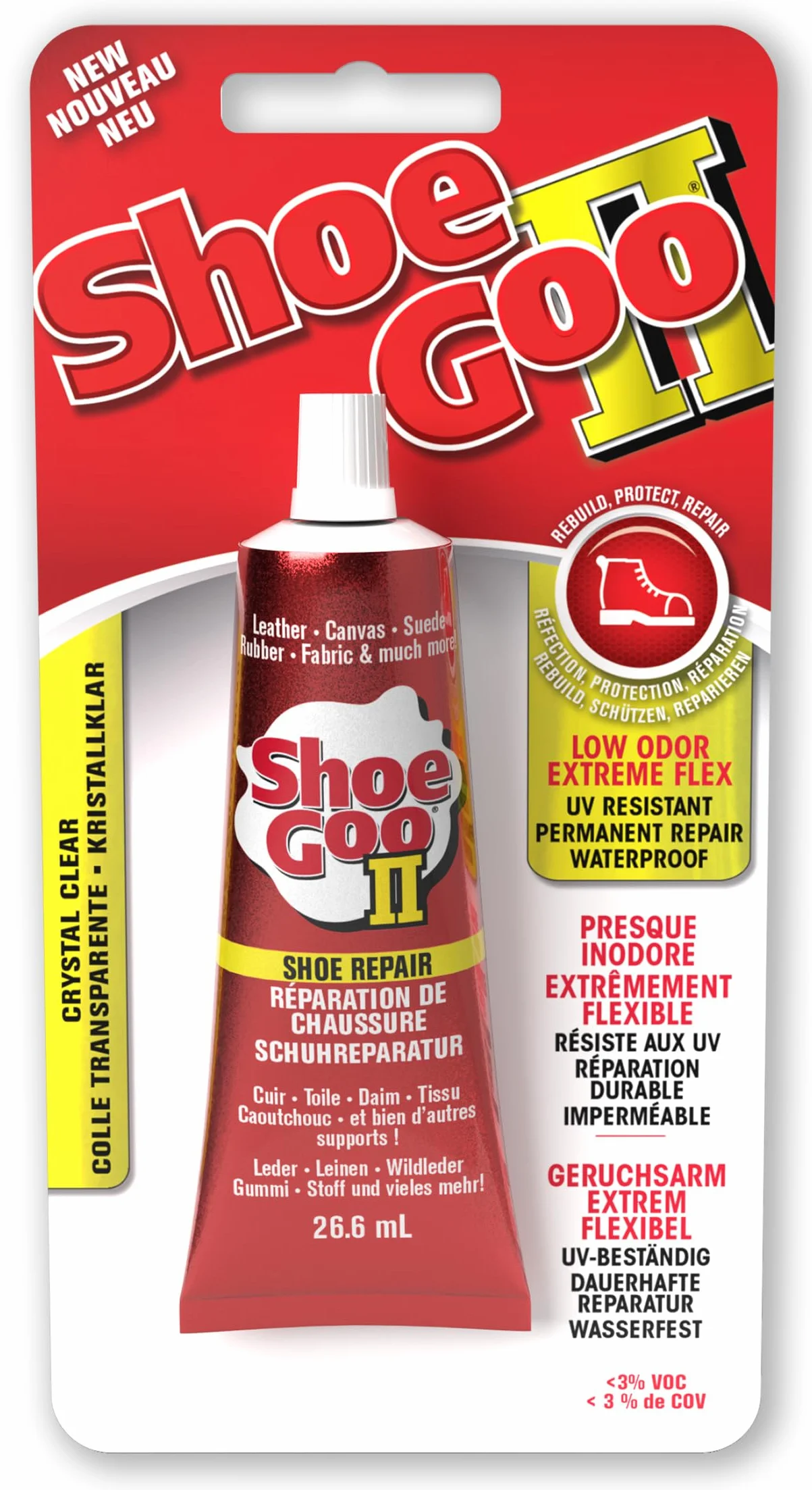 Shoe Goo II (2) klej do naprawy butów, 26,6 ml, krystalicznie przezroczysty, trwały klej