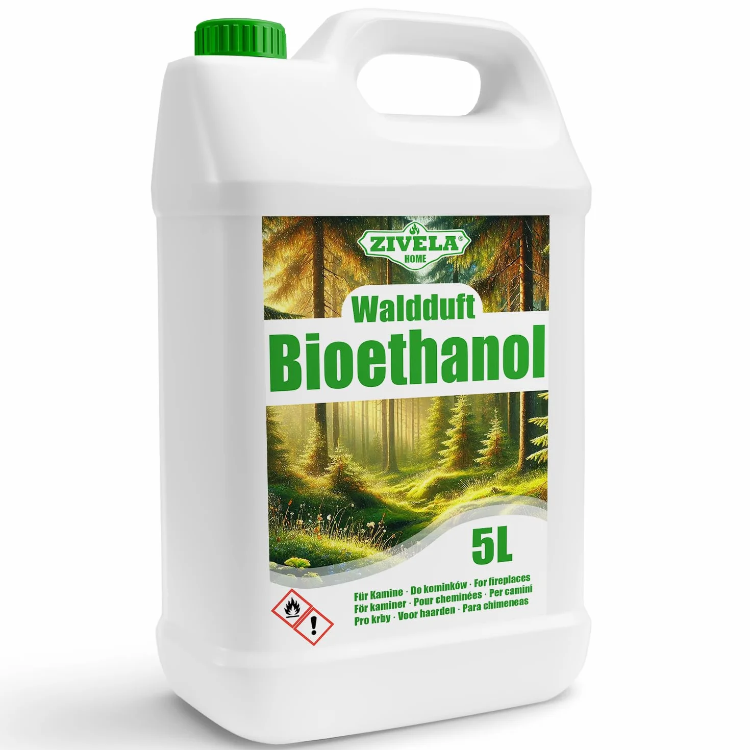 Bioetanol 96,6% 5 l | bioalkohol zapach lasu 96,6% 5 l | bioetanol do kominka, kominka stołowego, bioetanolu | zapach lasu | czyste spalanie, bez dymu, żywy i stabilny płomień