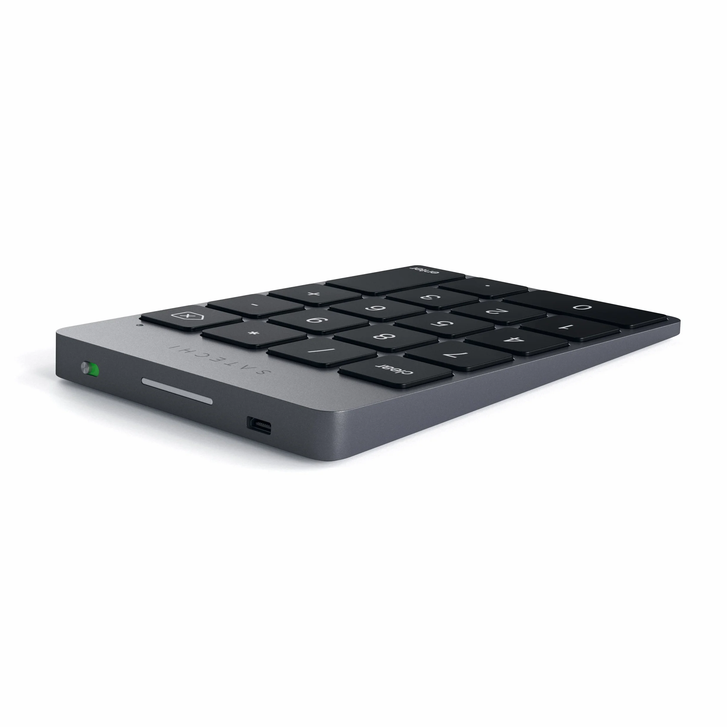 SATECHI Smukła aluminiowa bezprzewodowa klawiatura Bluetooth - rozszerzenie o 18 klawiszy do wprowadzania danych Excel do iMac, MacBooka Pro, iPad, iPhone, Lenovo i innych (kosmiczna szara)