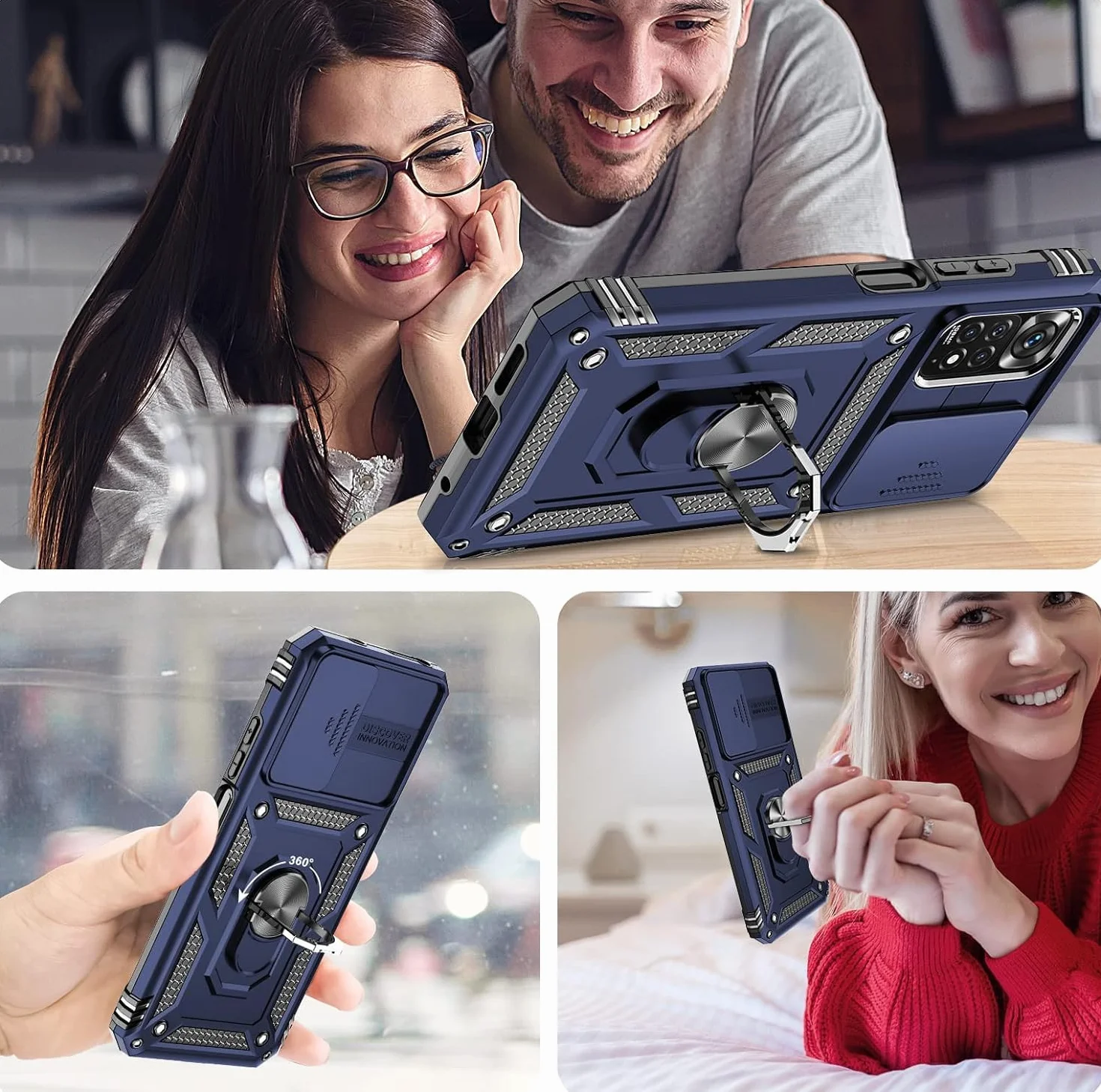 LeYi Etui Xiaomi Redmi Note 11 Note 11S 6,43" szkło hartowane metalowy pierścień ochronne niebieskie