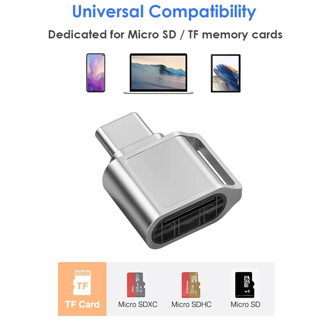 Czytnik kart micro SD, czytnik kart USB C SD, czytnik kart pamięci typu C TF z adapterem USB, czytnik kart USB C, Kompatybilny z MacBook iPhone 17/16/15 iPad Samsung Galaxy S25 S24 S23 A56 A36 A16 A15