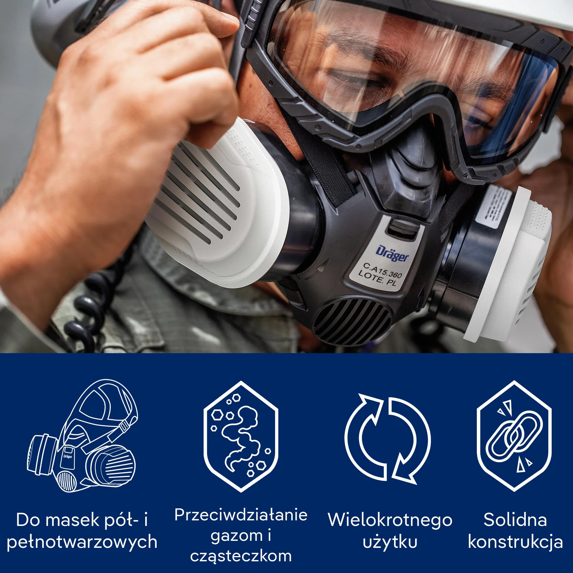 Dräger X-plore Bagnetowy filtr kombinowany A2 P3 do gazów i cząstek stałych | 3 pary | filtr zamienny do pełnych i półmasek X-plore 3300, 3500 i 5500