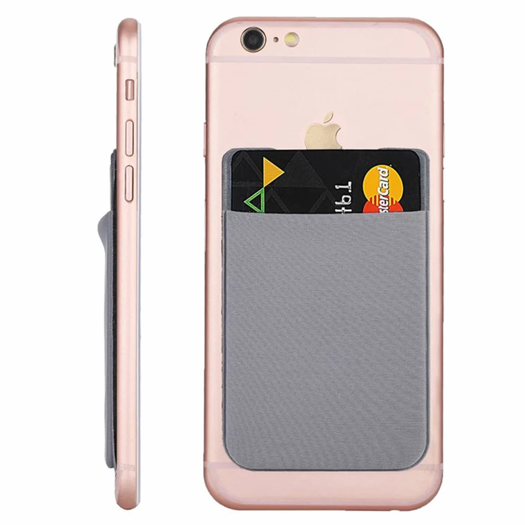 2 sztuki samoprzylepnych uchwytów na karty, etui na telefon komórkowy, etui na karty, portfel, etui na telefon komórkowy, etui samoprzylepne, smukłe etui na telefon komórkowy, czarno-szare