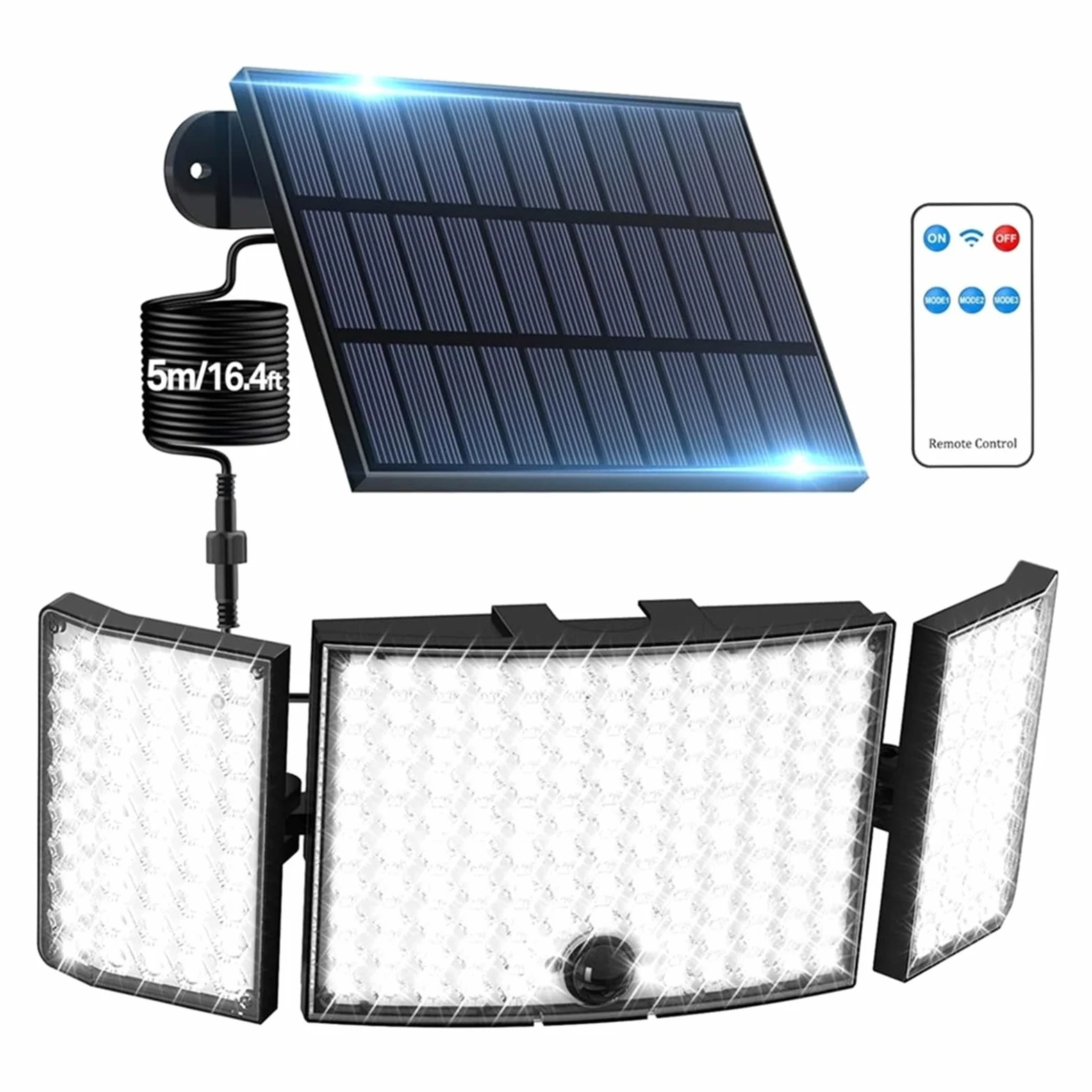 Lampa solarna zewnętrzna, 234 LED Solar Security Lights IP65 Wodoodporna lampa ścienna Split Czujnik ruchu 3 boczne oświetlenie Zewnętrzne oświetlenie przeciwpowodziowe(234 LED)