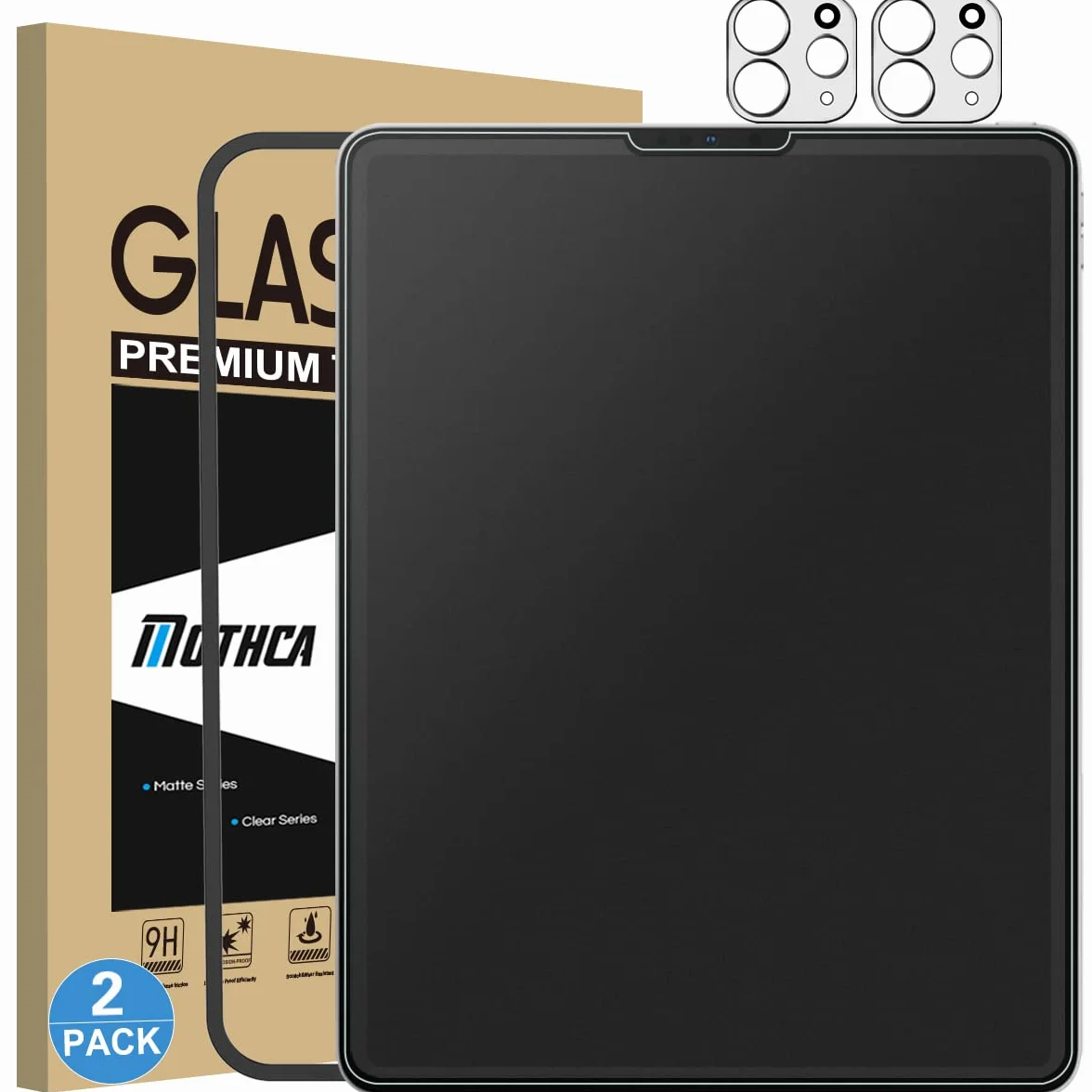 Mothca [2 Sztuki] Folia Ochronna na Ekran do iPad Pro 12,9 Cala (2021/2020/2018, 5./ 4./ 3.Generacja) Matowa Szkło Hartowane Ochrone przed Oślepianiem Efekt Papieru 9H Ochraniacz Ekranu