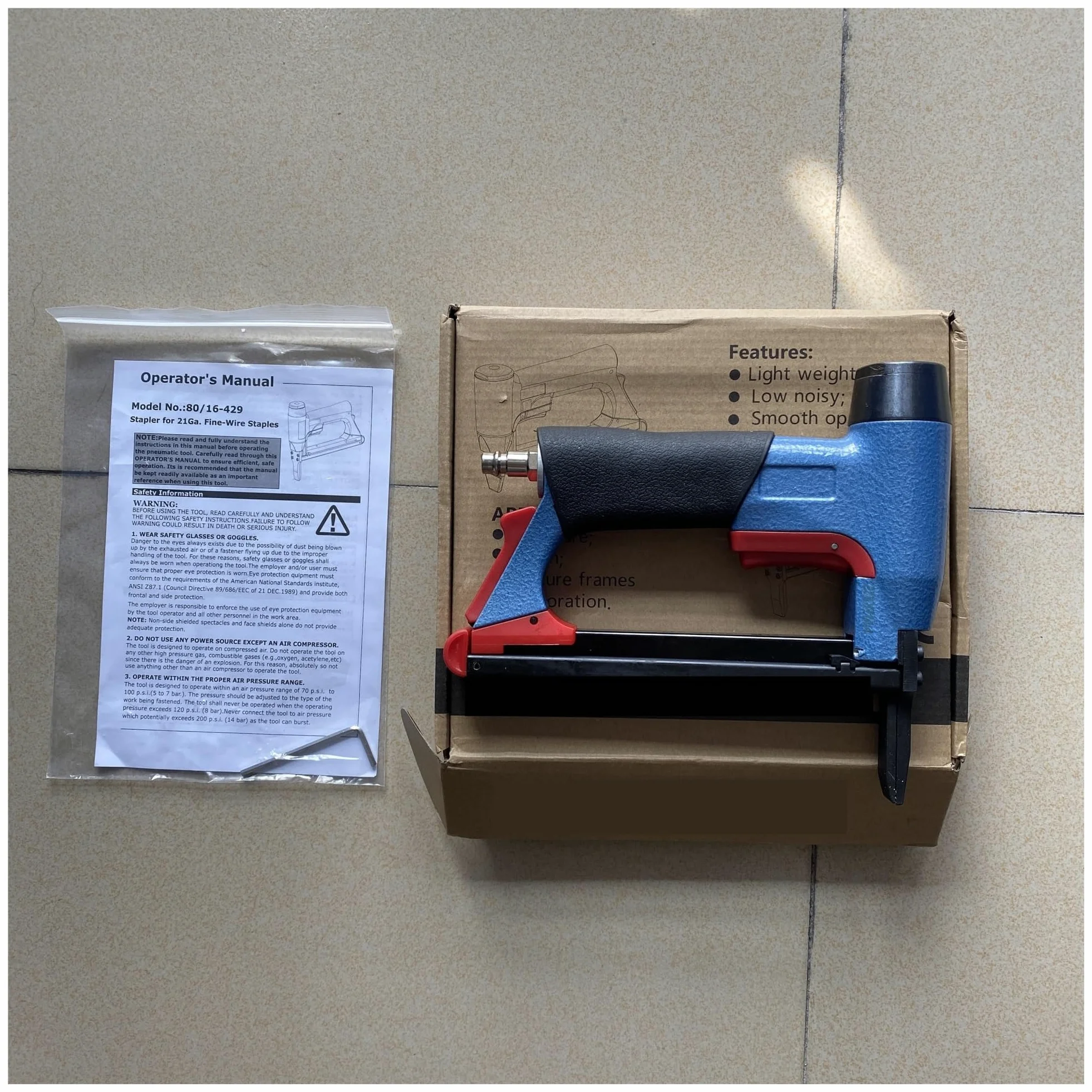 Pistolet do Gwoździ, 8016LN/FS8016-B Zszywacz Pneumatyczny Z Cienkim Drutem Pistolet Typu BEA Gwoździarka Gazowa Pneumatyczna Taśma Pneumatyczna Typu U Pistolet Do Gwoździ Zszywacz(Long nose)