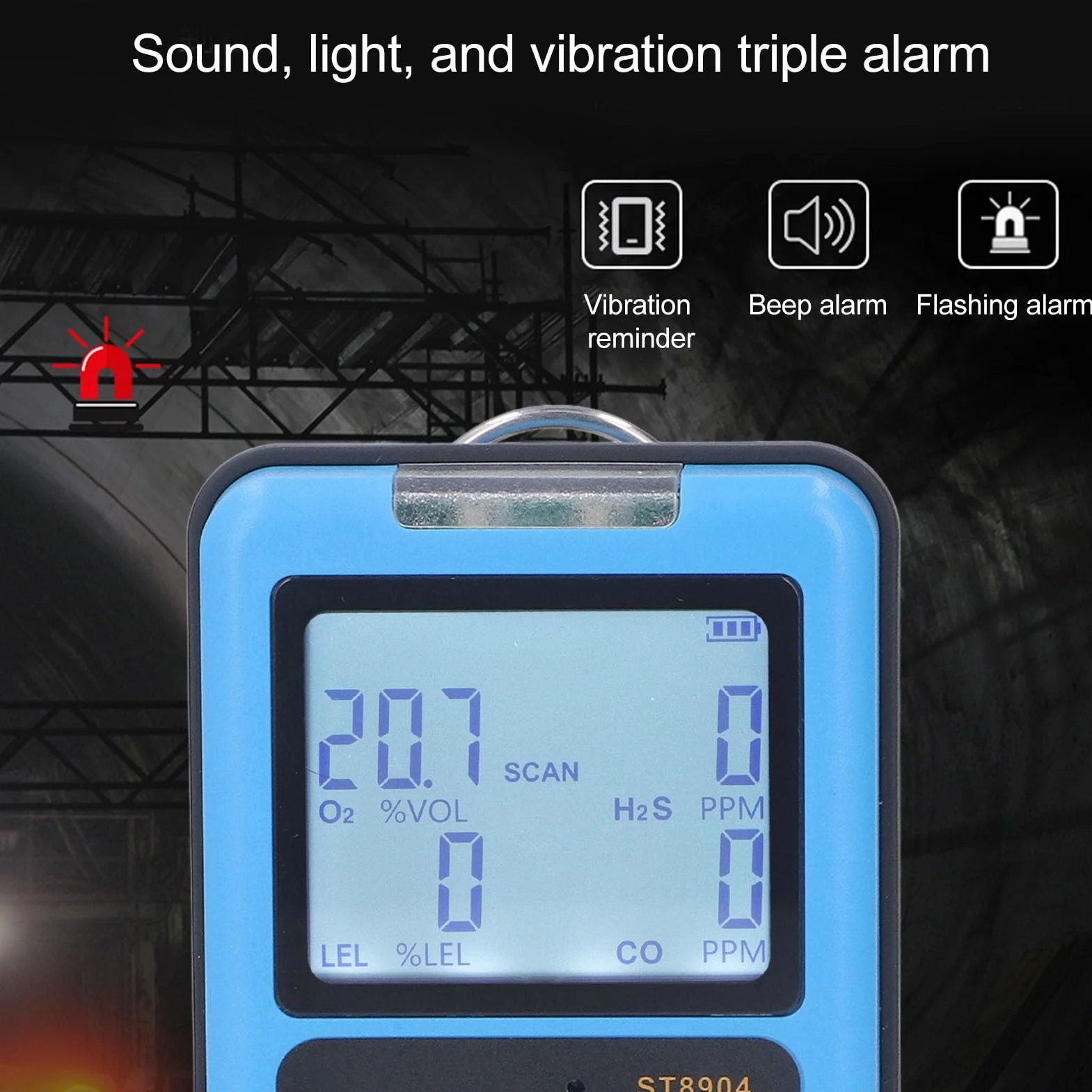 4 w 1 Detektor Gazu Multi Gas MonitorCO H2S O2 LE Analizator Gazu Tester Gazu Ziemnego Alarm Podświetlany Wyświetlacz Detektor Gazu