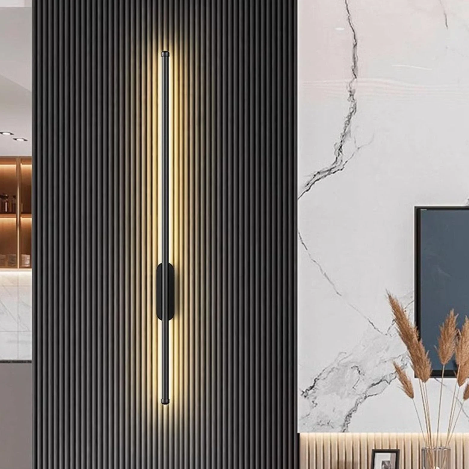 Lampy ścienne LED, zasilane bateryjnie, bezprzewodowe, USB-C do ładowania, długa taśma, liniowa lampa kinkiet z pilotem zdalnego sterowania