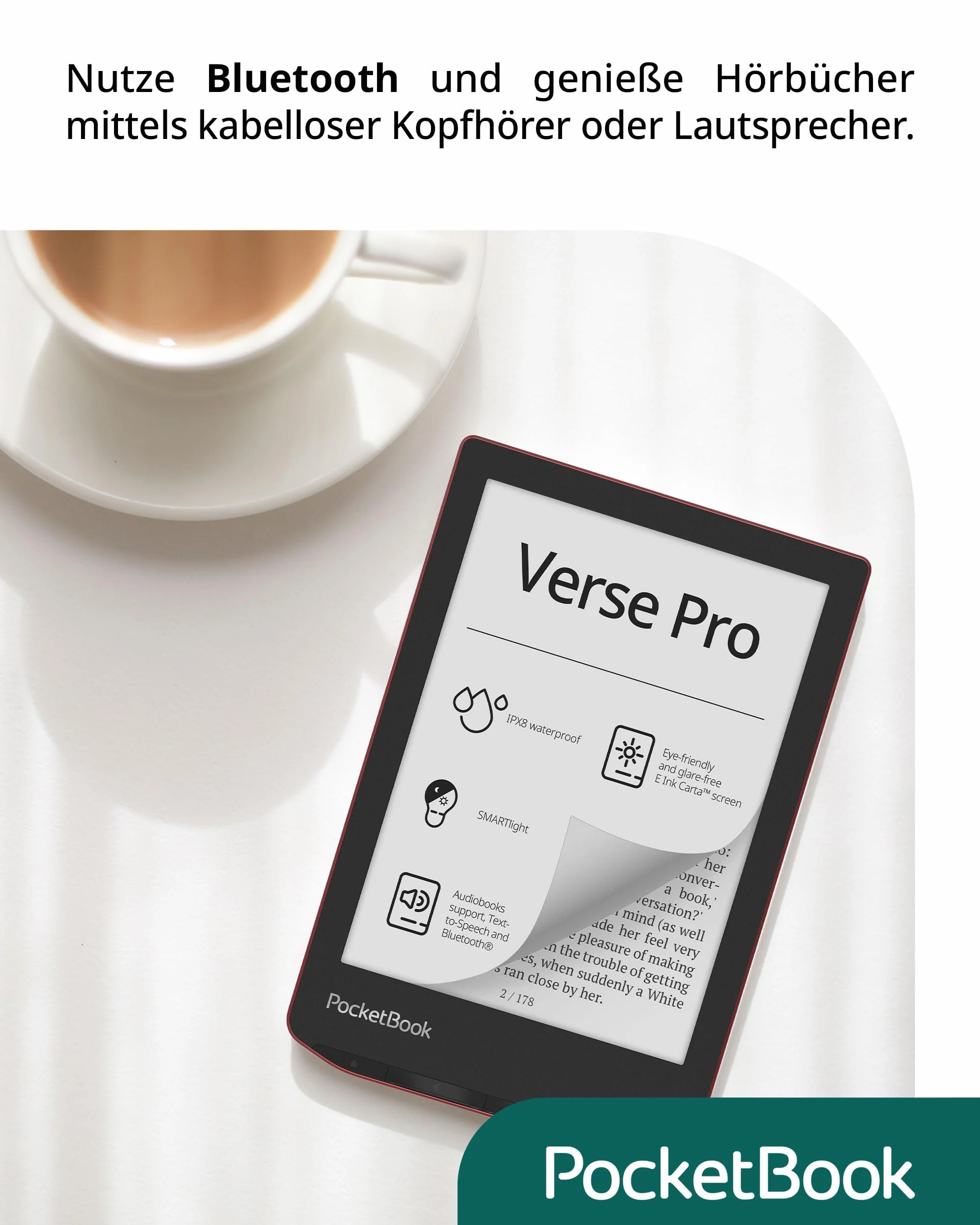 Pocketbook Verse Pro eReader czerwony 6 cali 16 GB pamięć bezprzewodowa przyjemność słuchania audiobooka [wersja niemiecka]