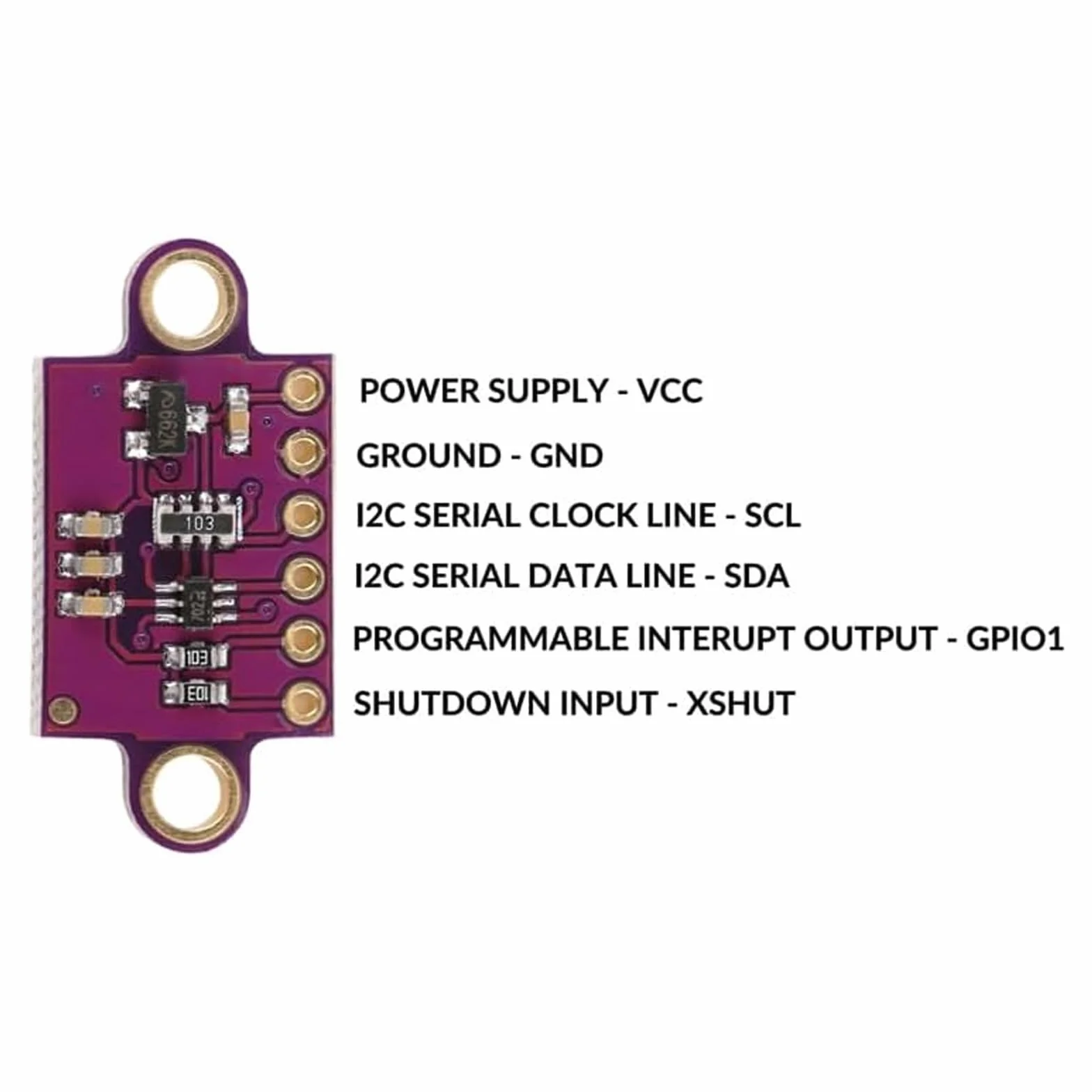 GERUI 4 sztuki VL53L0X Time-of-Flight czujnik odległości, pomiar lotu ToF Laser Range Finder 940 nm, moduł wykrywania laserowego portu szeregowego, wyjście PWM, 4 sztuki.