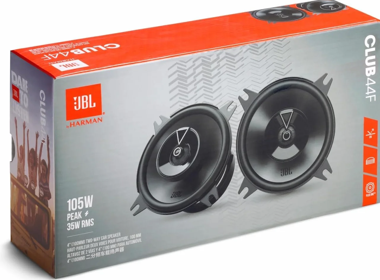 JBL Club 44F Gen 3 – 100 mm zestaw głośników samochodowych firmy Harman Kardon do doskonałych głośników samochodowych – 35 W RMS 105 W Max, wysoka czułość, intensywne basy i imponujące pasmo wysokiej