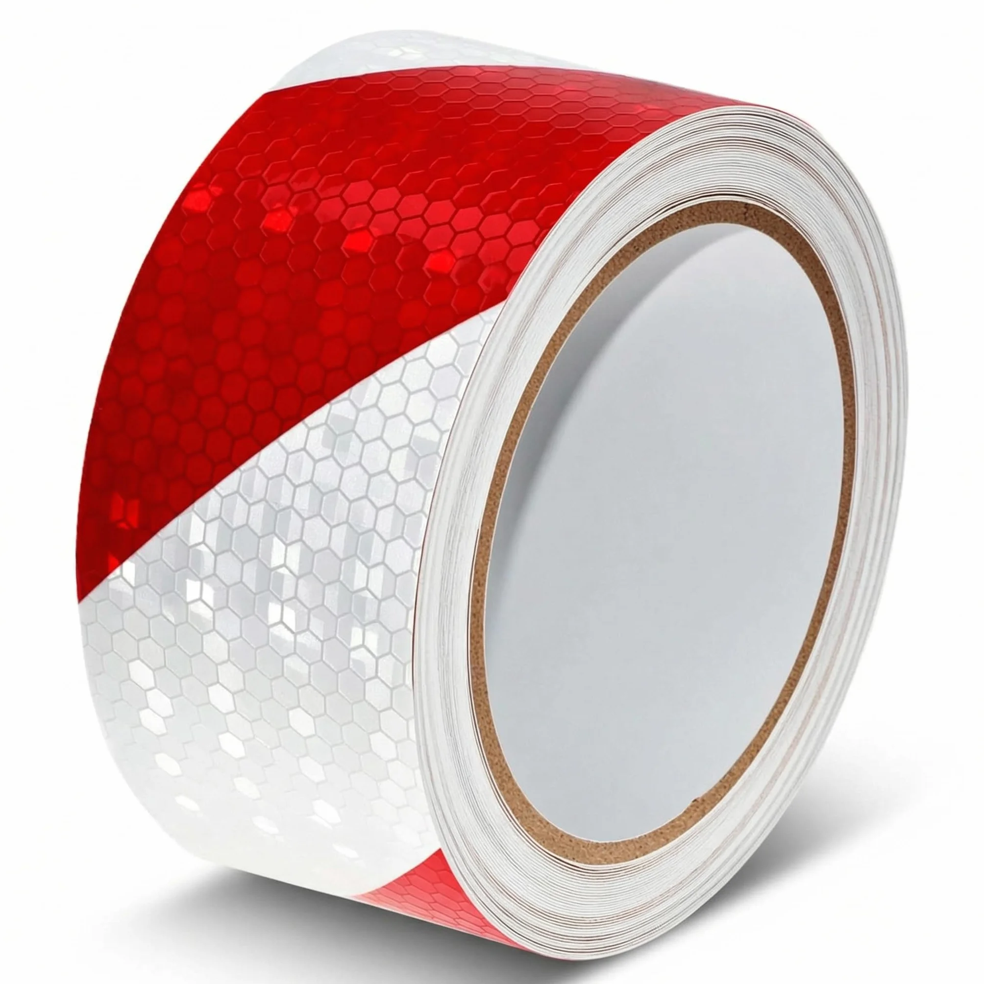 QWORK® Odblaskowa taśma klejąca czerwona i biała, 5 cm x 10 m – wodoszczelna i samoprzylepna taśma ostrzegawcza do pojazdów, znaków i na zewnątrz